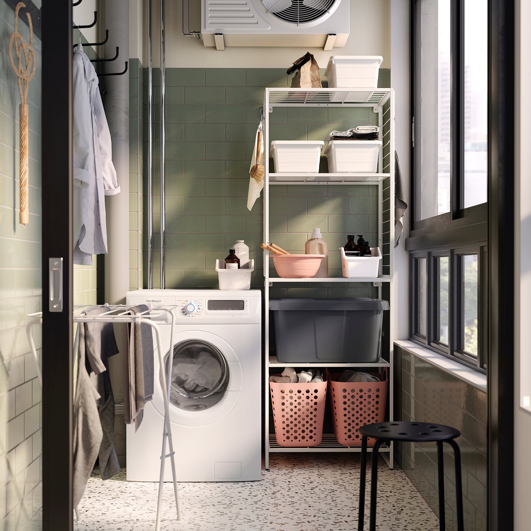 JOSTEIN, shelving unit with grid/in/outdoor/wire, 62x40x180 cm, 494.372.55