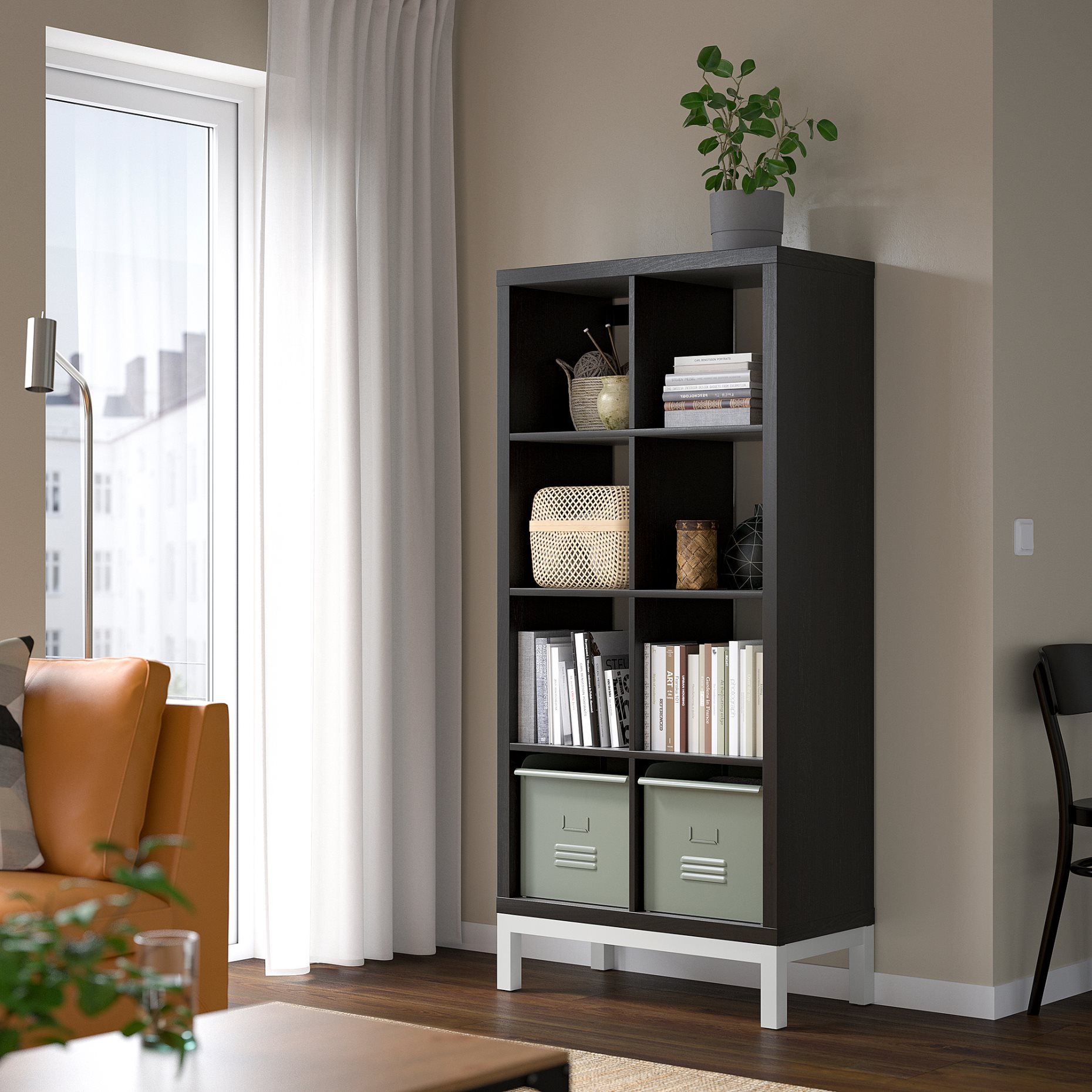 KALLAX, shelving unit with underframe, 77x164 cm, 494.426.43