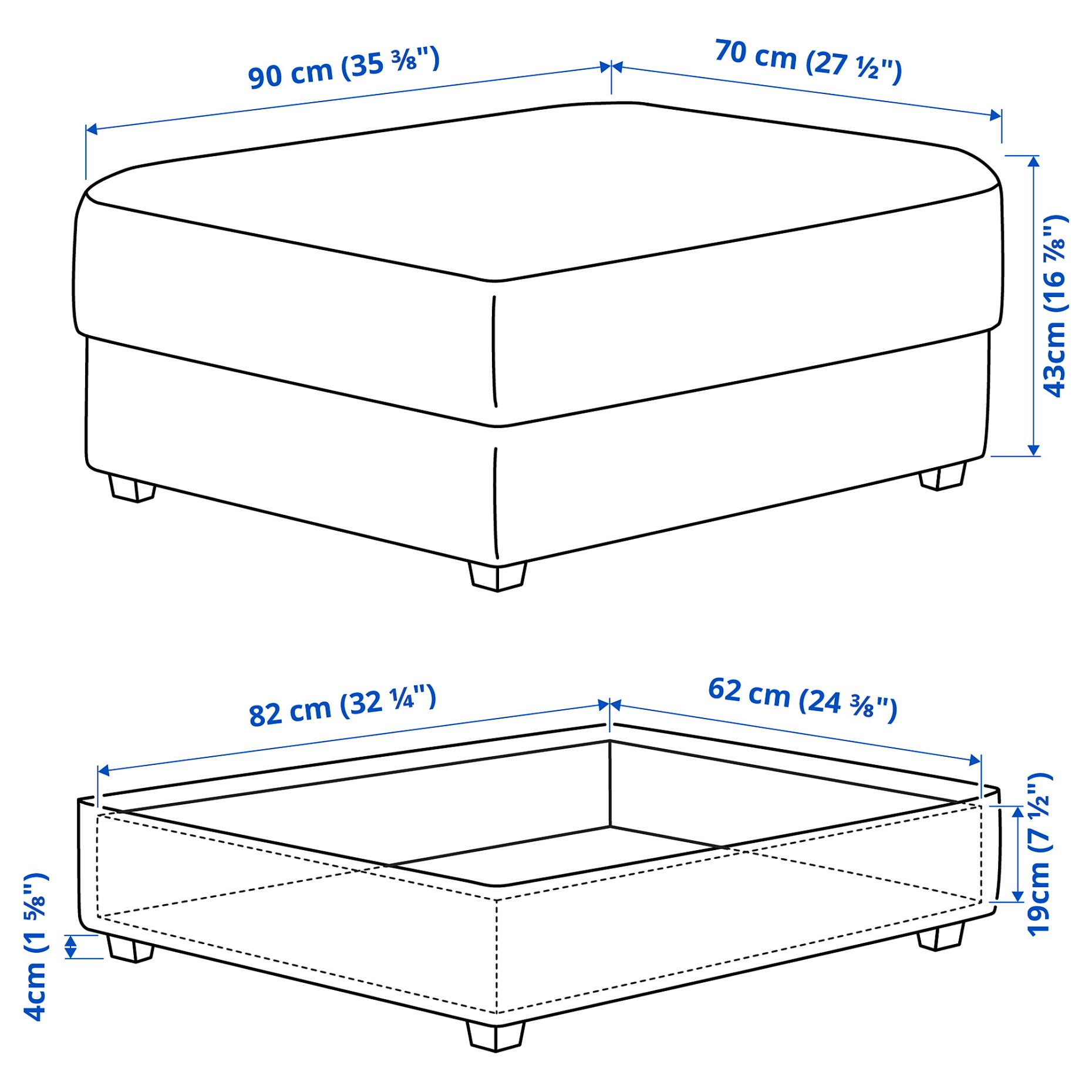 KIVIK, footstool with storage, 494.430.39