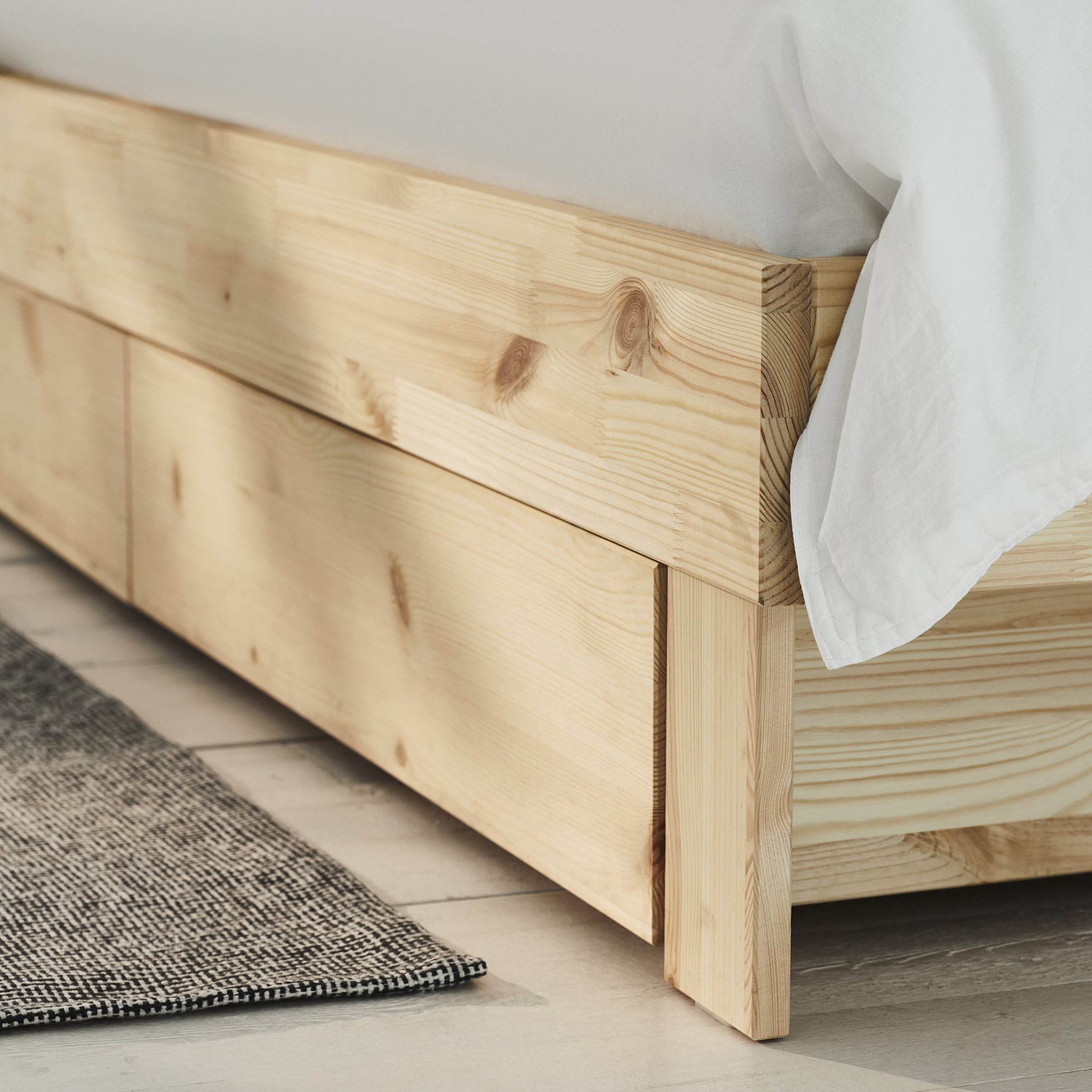 GLAMBERGET, bed frame with storage and mattress, 90x200 cm, 495.684.92