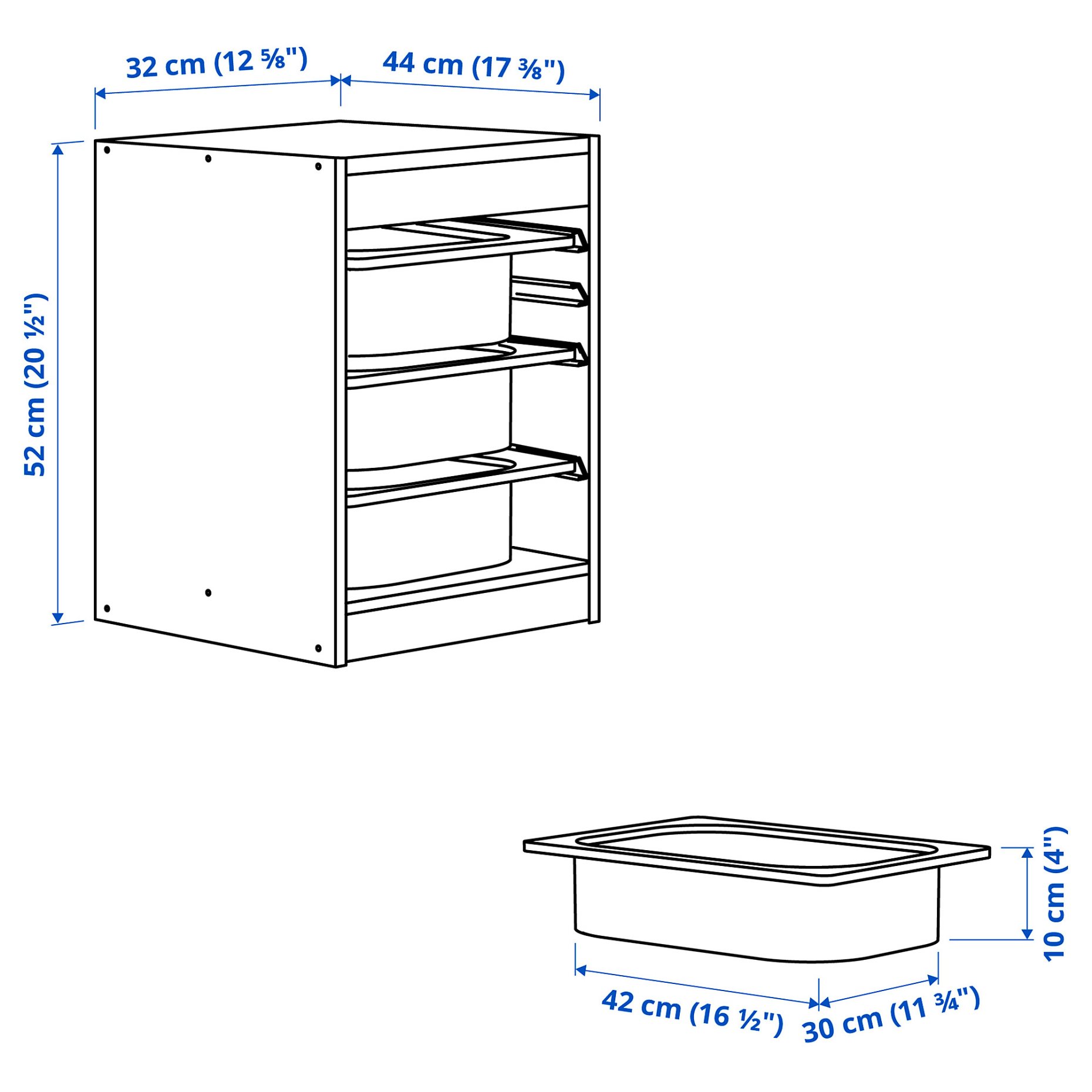 TROFAST, storage combination with boxes, 32x44x52 cm, 495.732.57