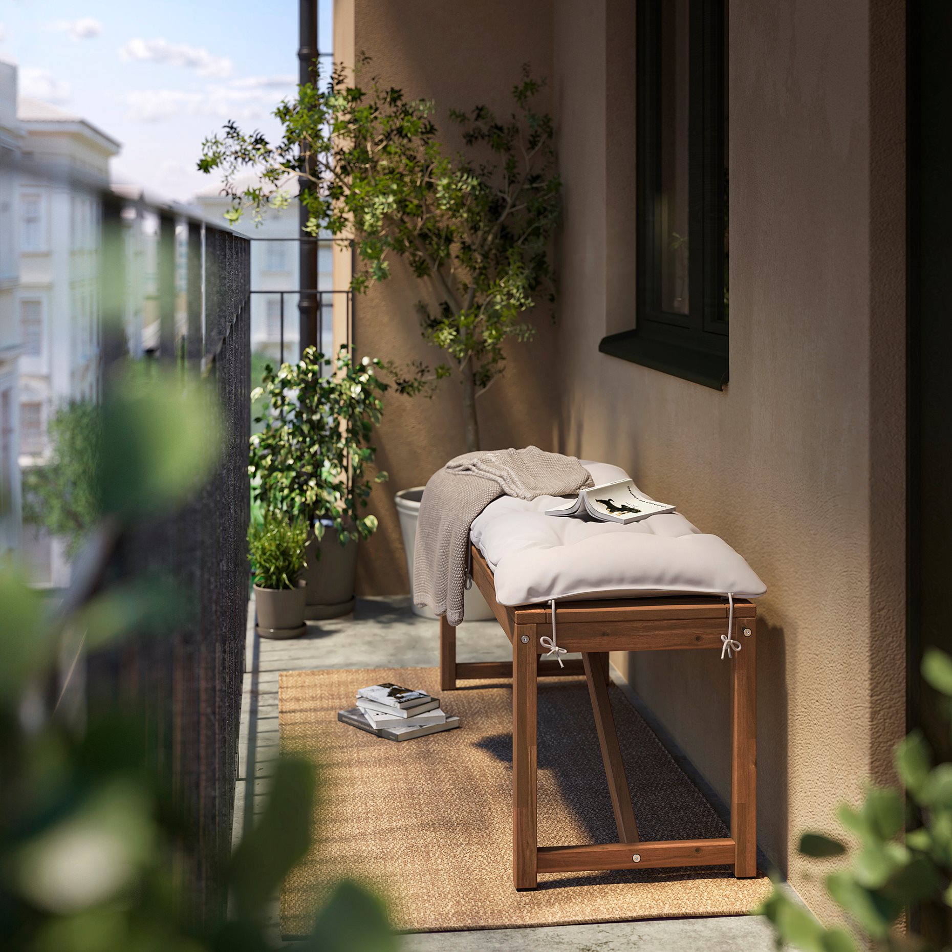 NÄMMARÖ, παγκάκι με μαξιλάρια, 120 cm, 495.753.03