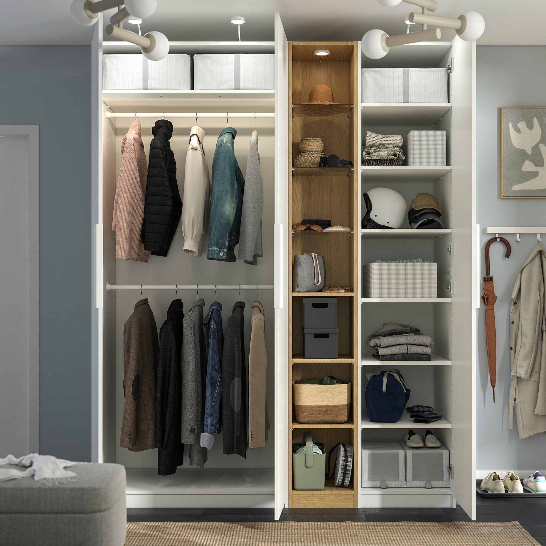 PAX/FORSAND, wardrobe combination, 185x60x236 cm, 496.072.57