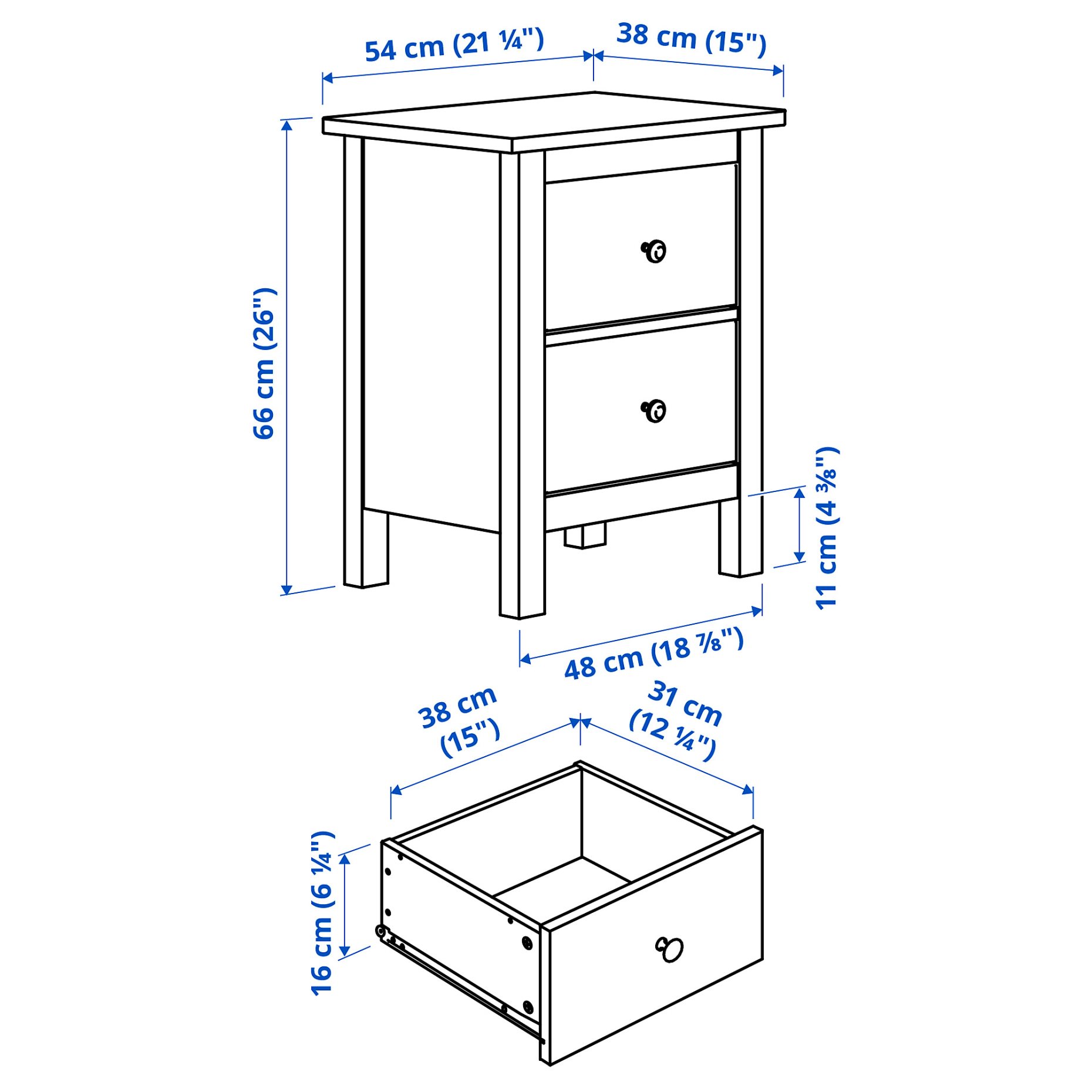 HEMNES, Συρταριέρα με 2 συρτάρια, 502.426.19