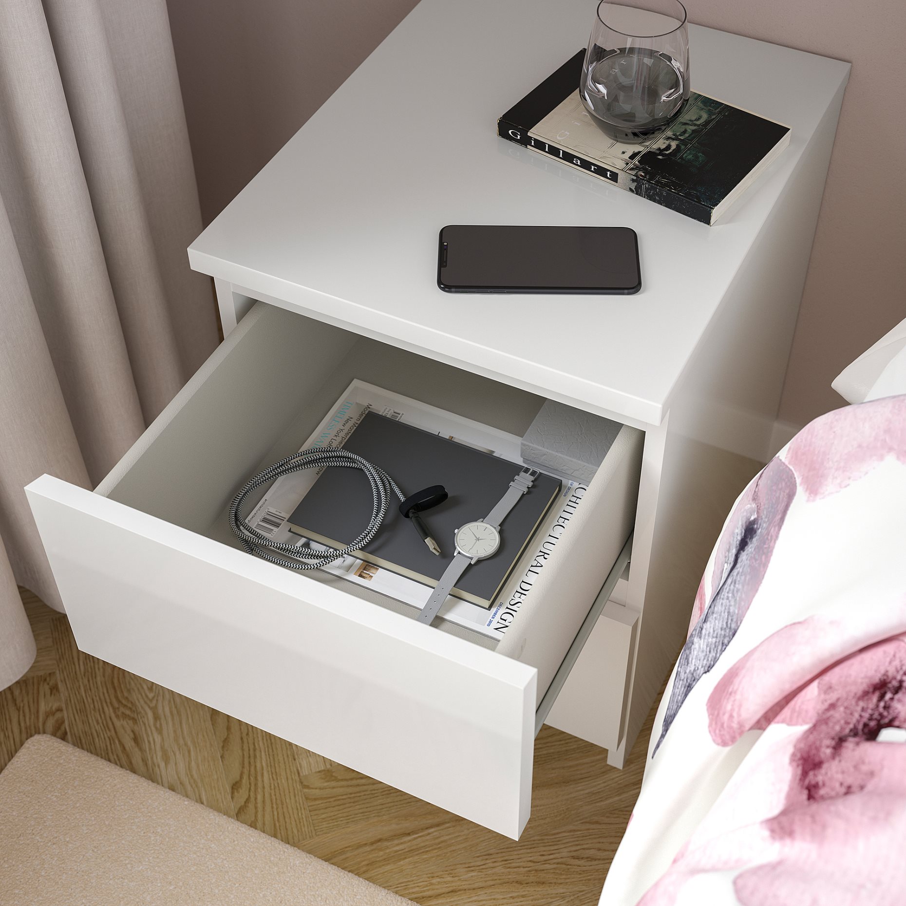 MALM, chest of 2 drawers/high-gloss, 40x55 cm, 503.365.52