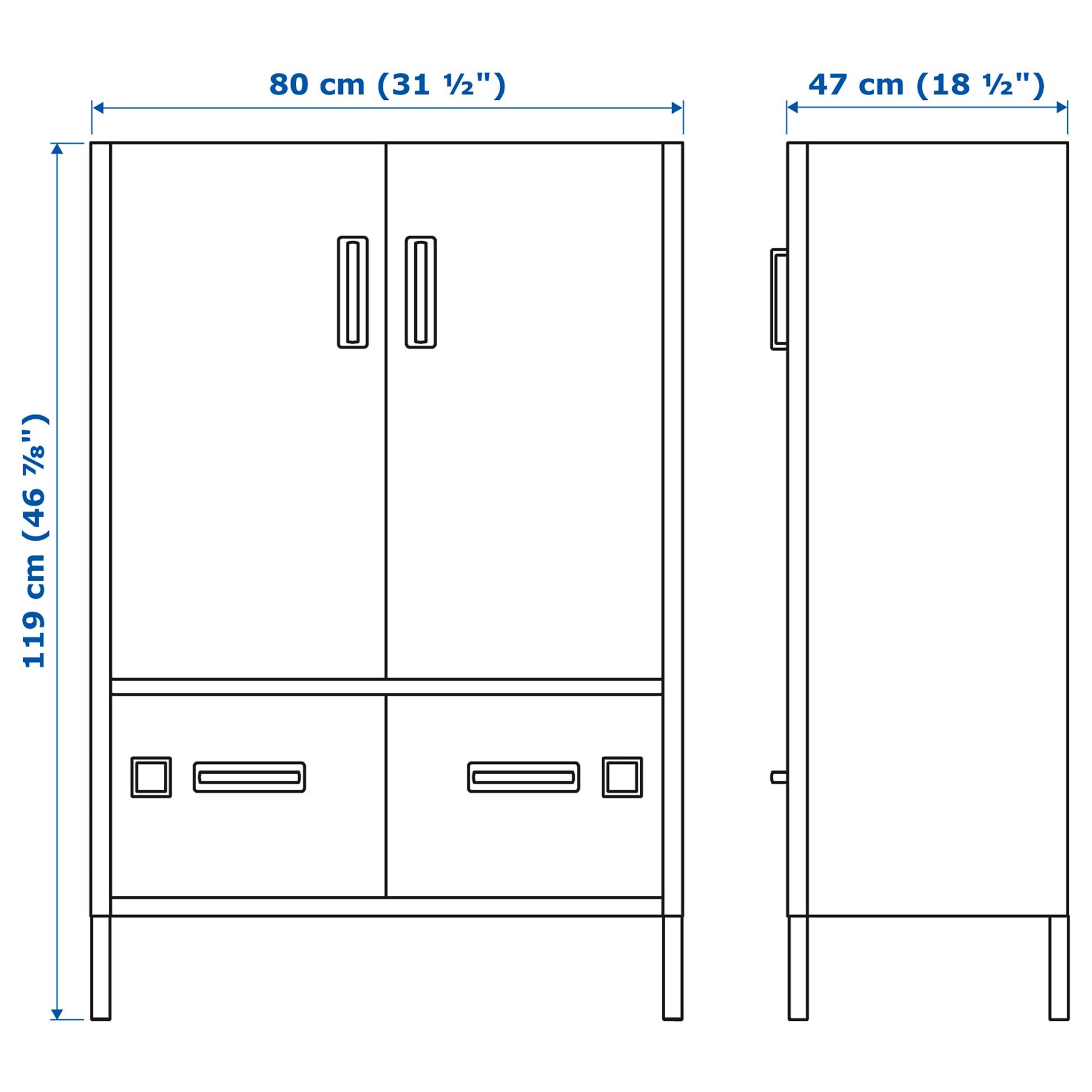 IDÅSEN, cabinet with doors and drawers, 80x47x119 cm, 504.963.81