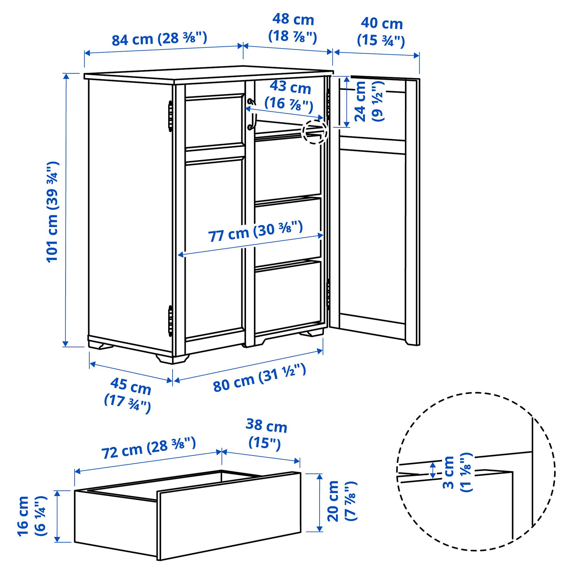 GREÅKER, cabinet with drawers, 84x101 cm, 505.010.71
