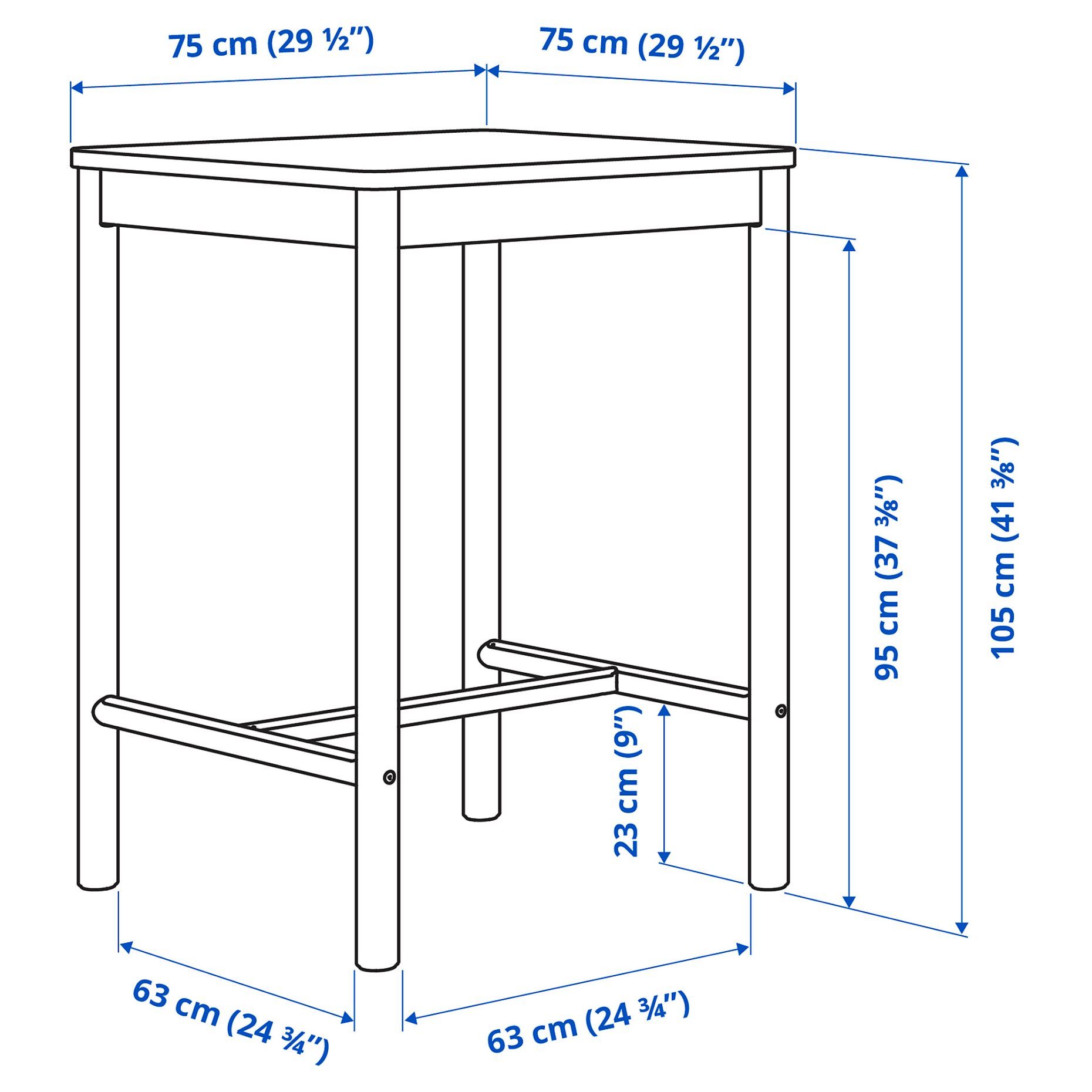 RÖNNINGE, bar table, 75x75 cm, 505.112.30