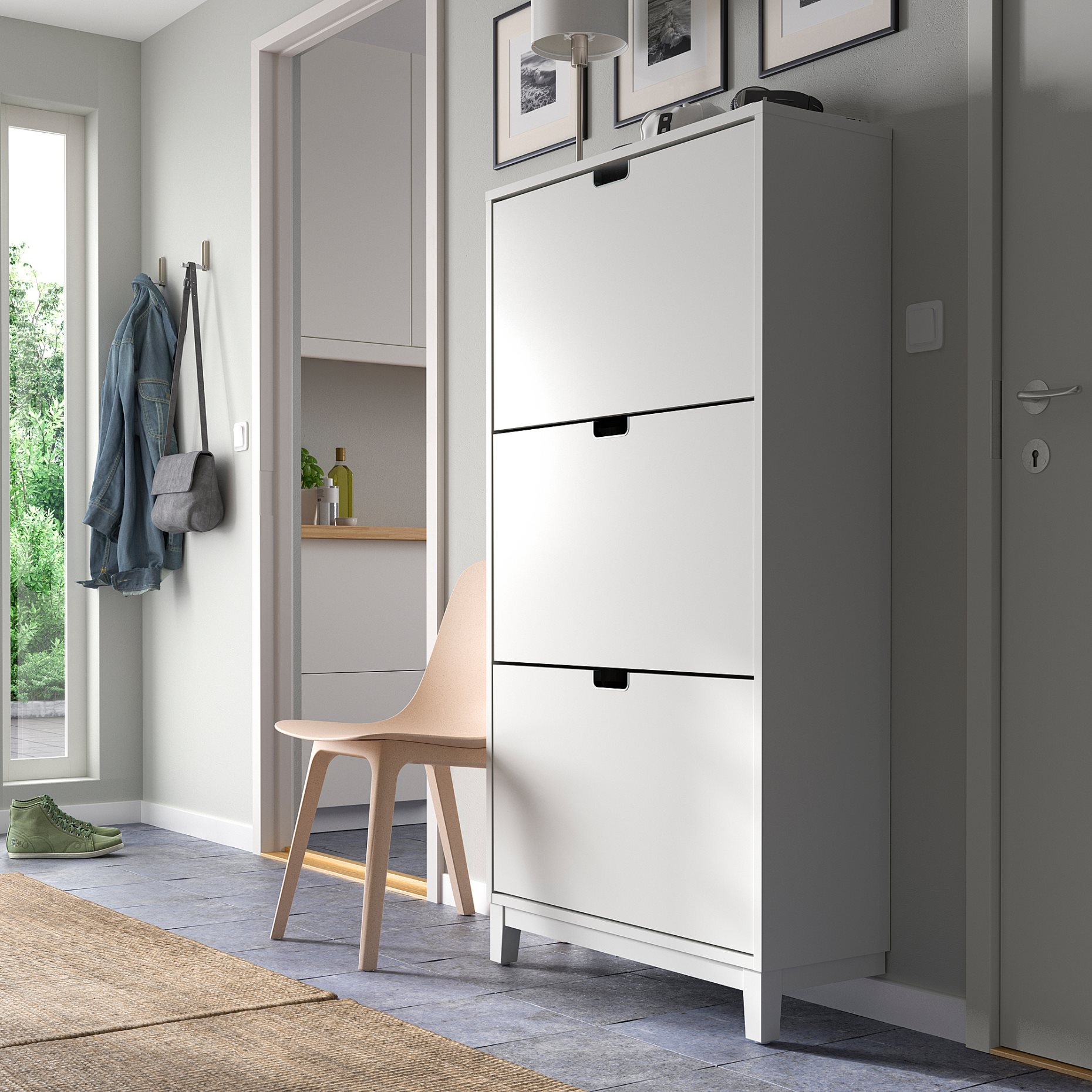 STÄLL, shoe cabinet with 3 compartments, 79x29x148 cm, 505.302.62