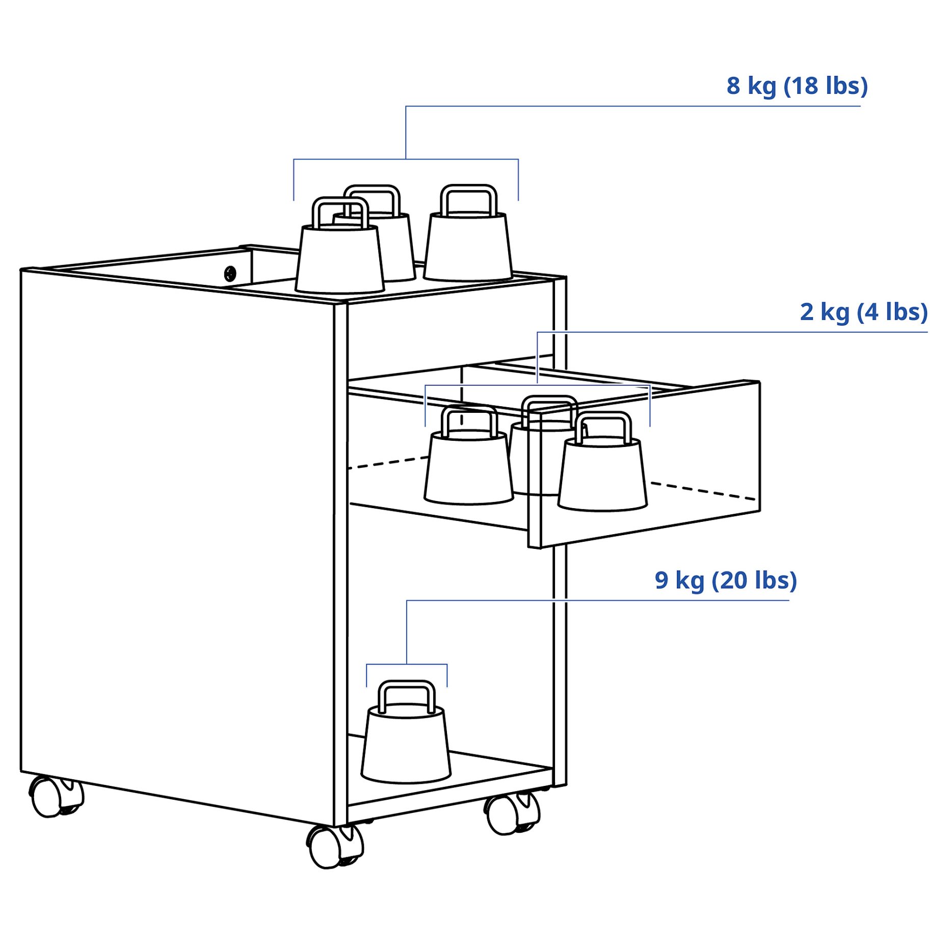 TONSTAD, drawer unit on castors, 35x60 cm, 505.382.01