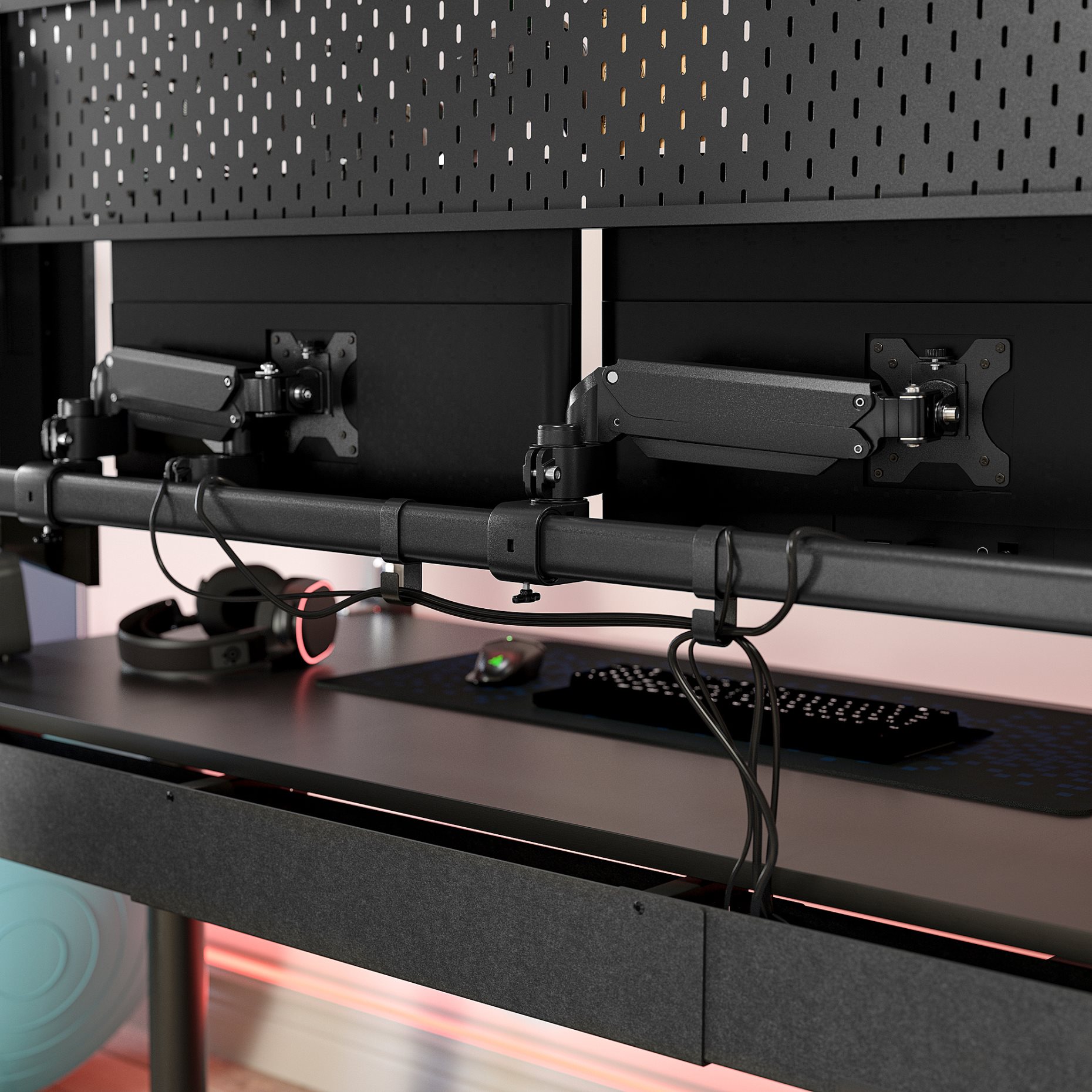 MÅLOMRÅDE, electric gaming desk sit/stand with monitor arms, 180x80 cm, 505.858.05