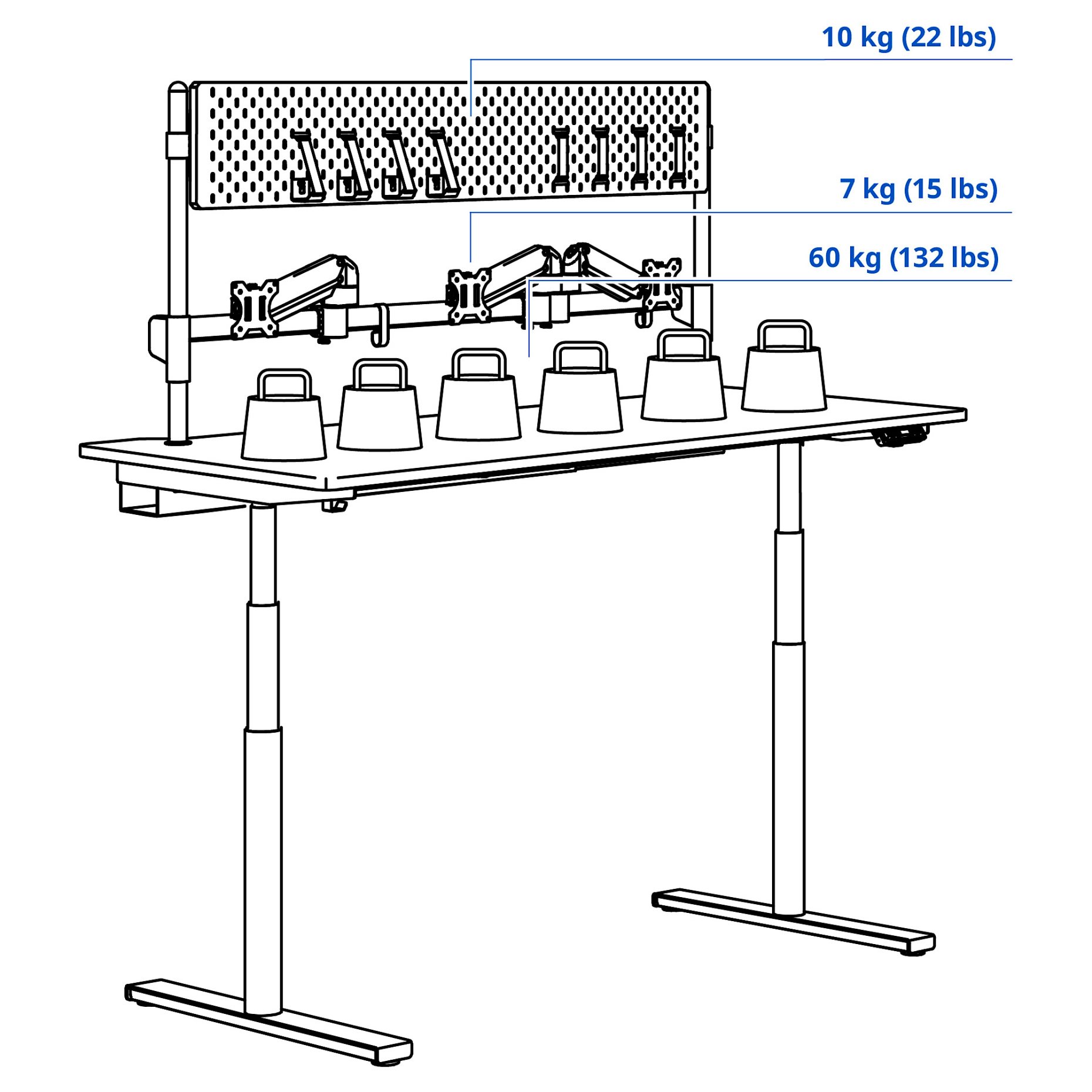 MÅLOMRÅDE, electric gaming desk sit/stand with monitor arms, 180x80 cm, 505.858.05