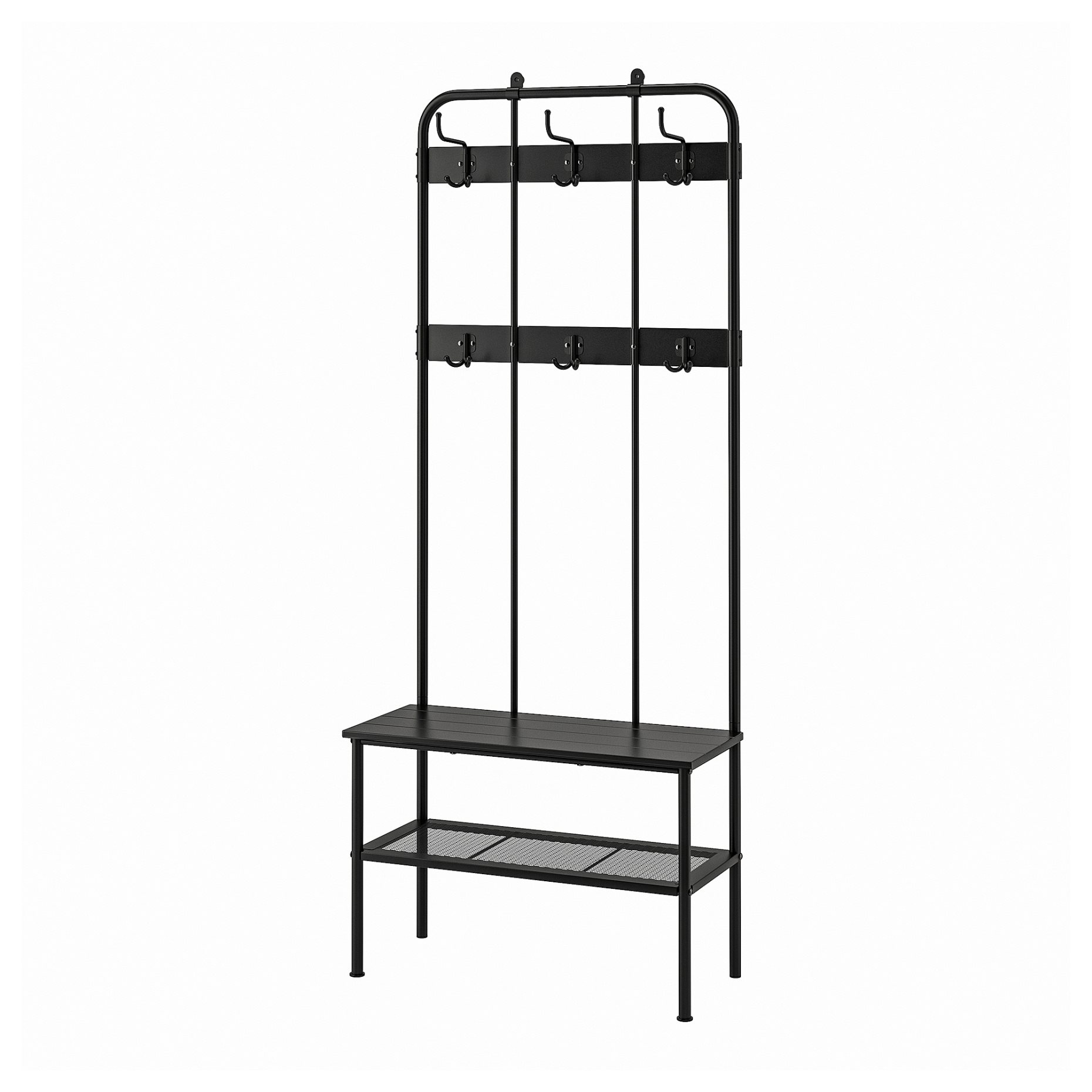 NIPÅSEN, coat rack and bench with shoe storage, 190x35x79 cm, 505.861.45