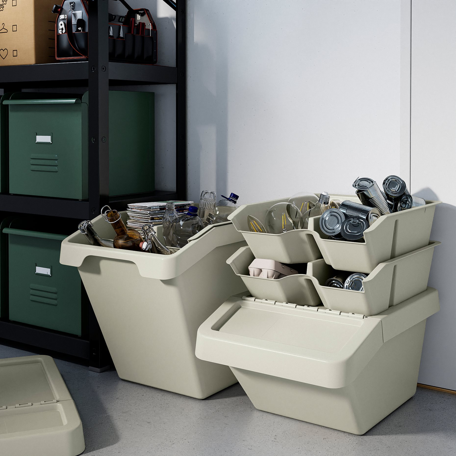 SORTERA, sorting bin with lid, 37 l, 506.020.94