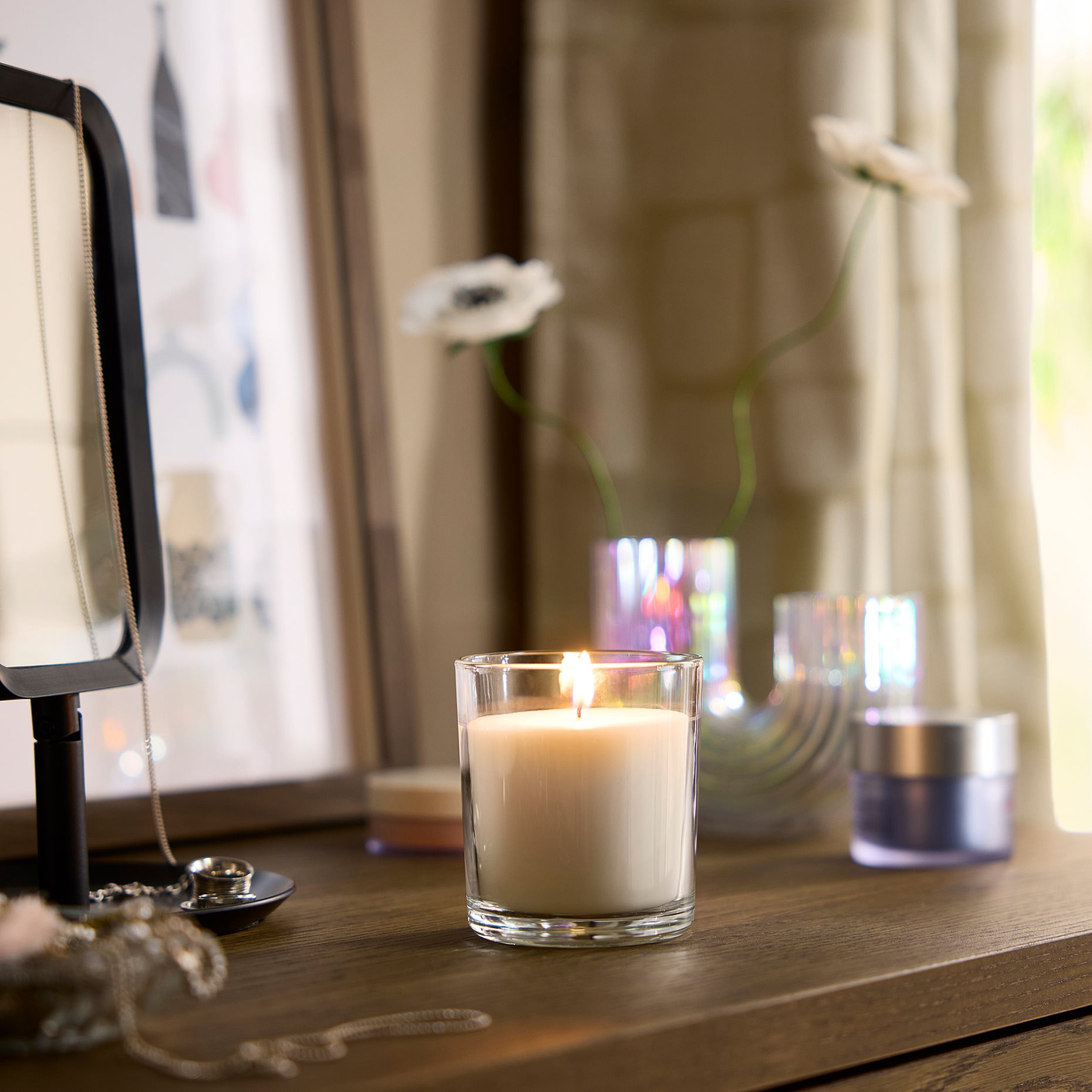 LOTSFÅGEL, scented candle in glass/Fresh linen, 40 hr, 506.083.88