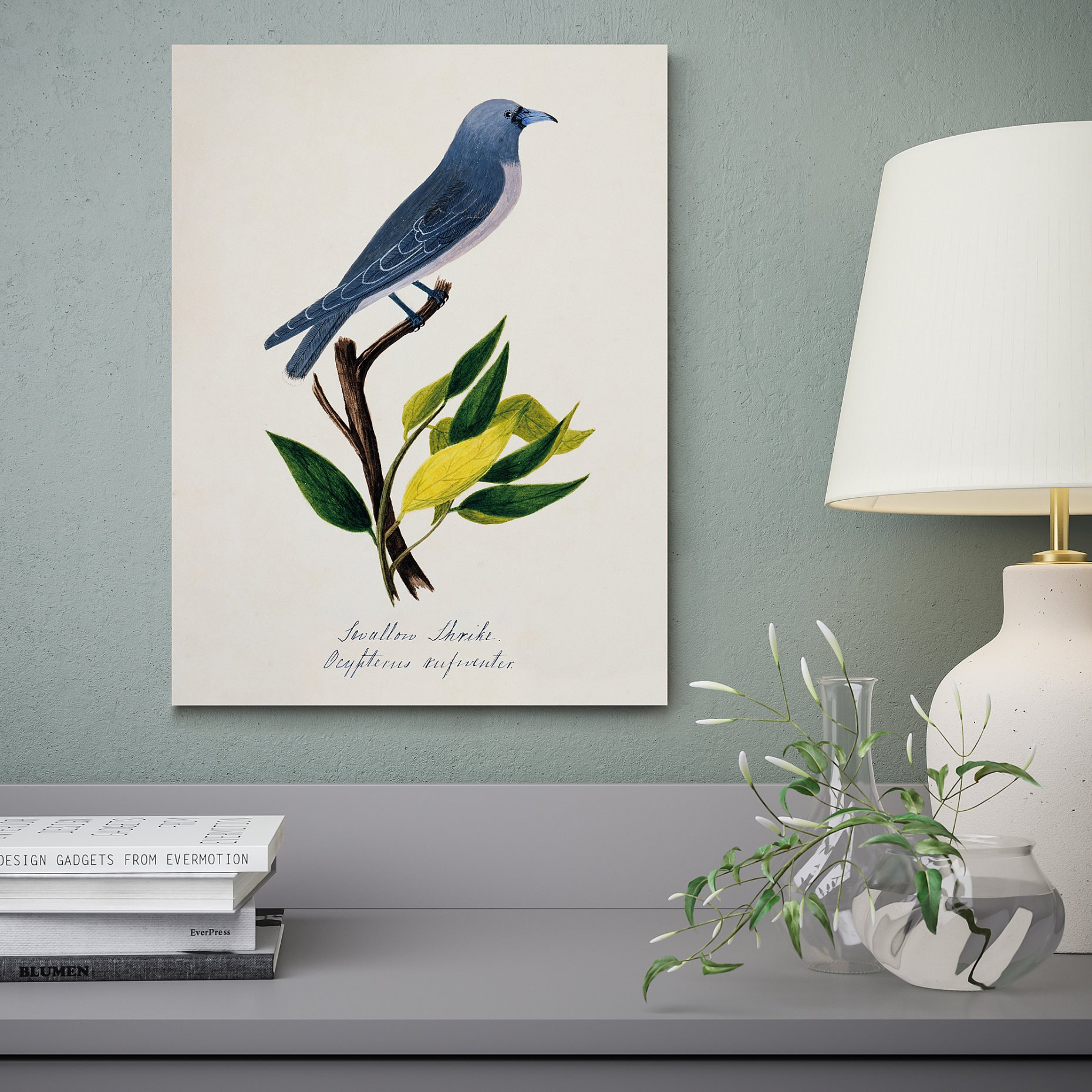 PJÄTTERYD, picture/bird blue, 30x40 cm, 506.187.83