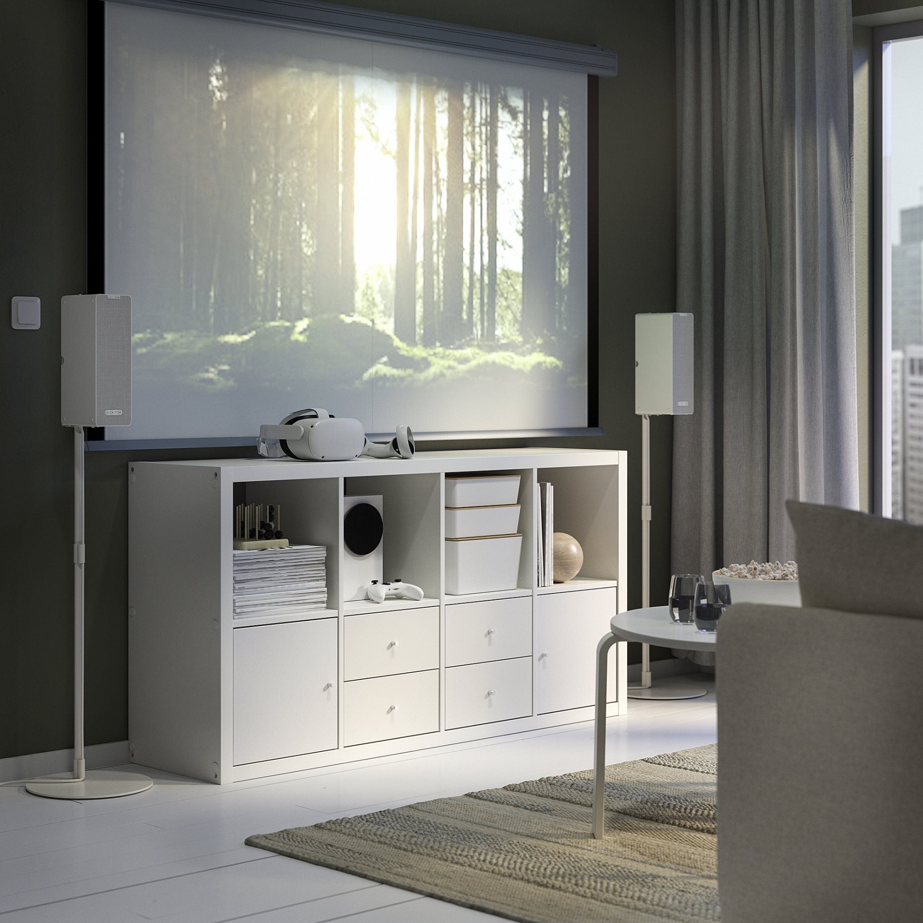 KALLAX, ραφιέρα με 4 ένθετα, 147x77 cm, 592.783.07