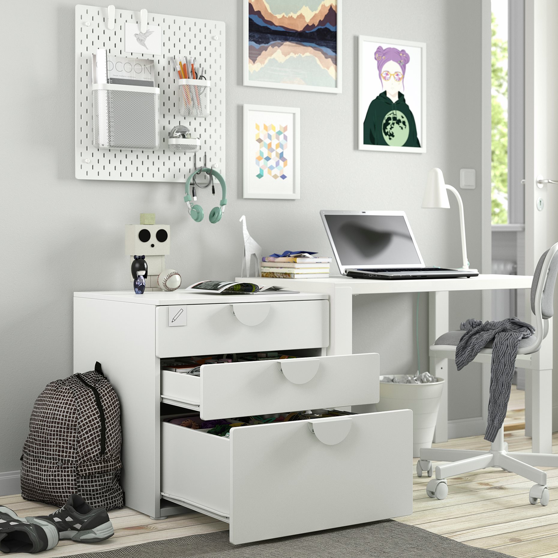 SMASTAD/PLATSA, chest of 3 drawers, 60x57x63 cm, 593.875.61
