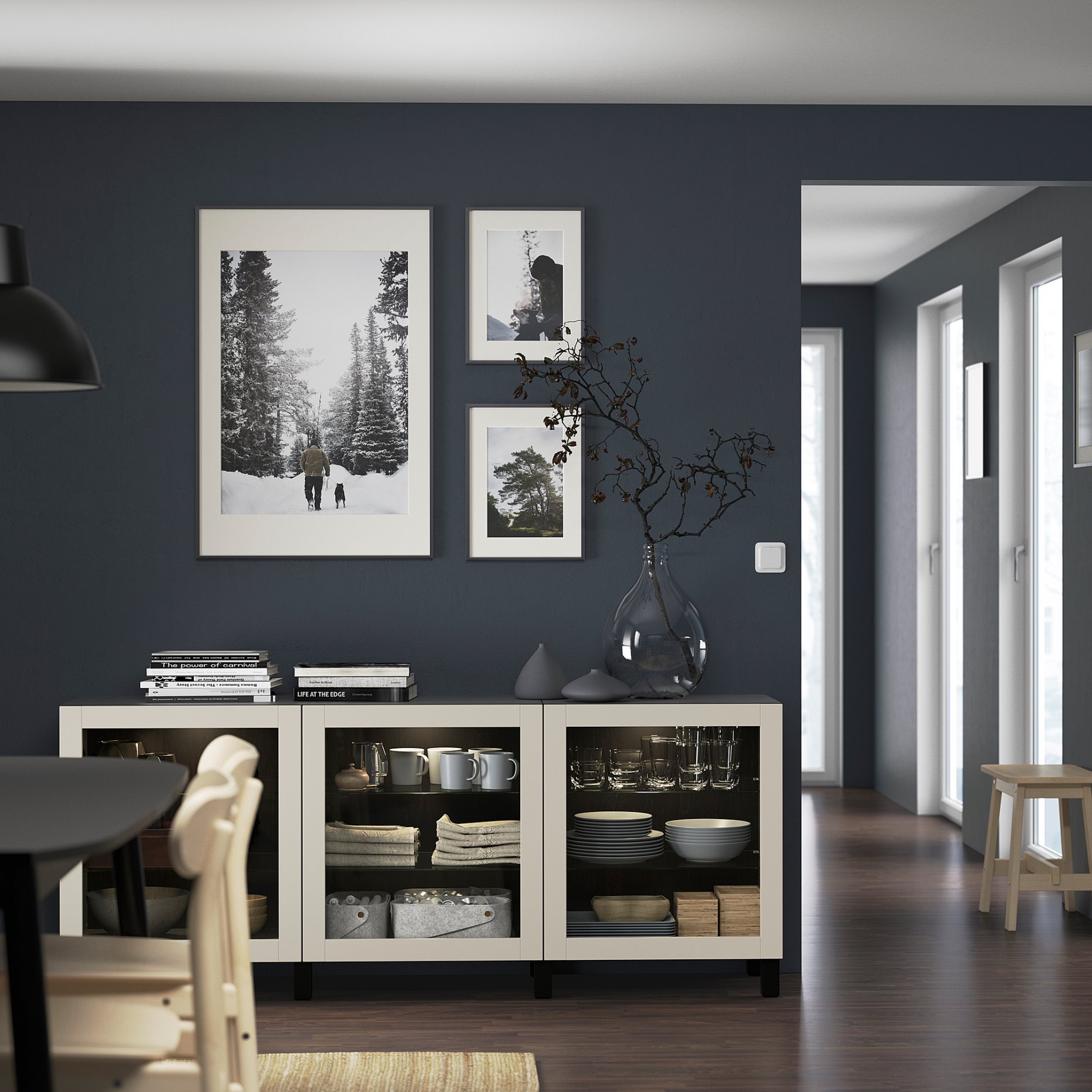 BESTÅ, σύνθεση αποθήκευσης με πόρτες, 180x42x74 cm, 594.217.63