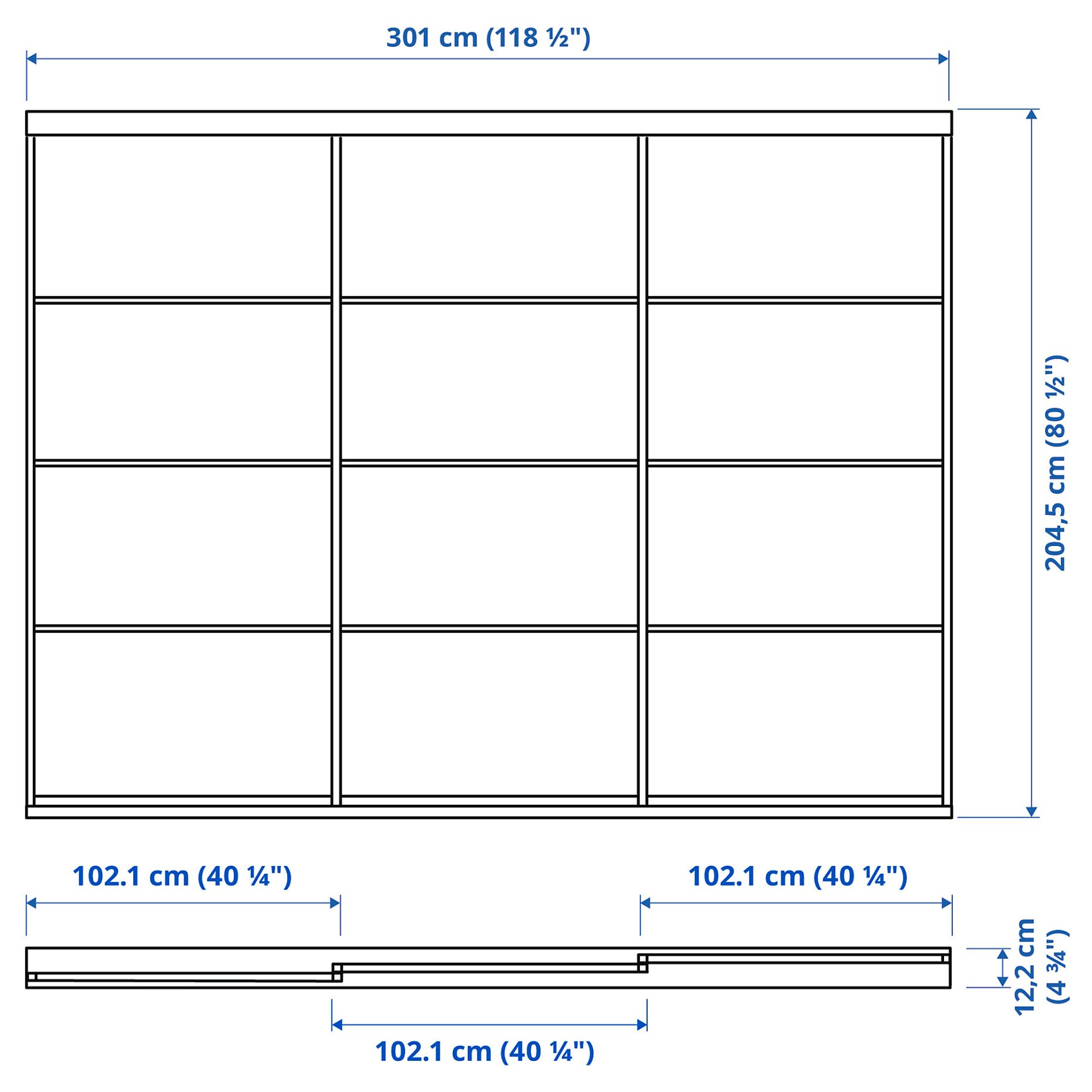 SKYTTA/SVART, σύνθεση με συρόμενη πόρτα, 301x205 cm, 594.227.34
