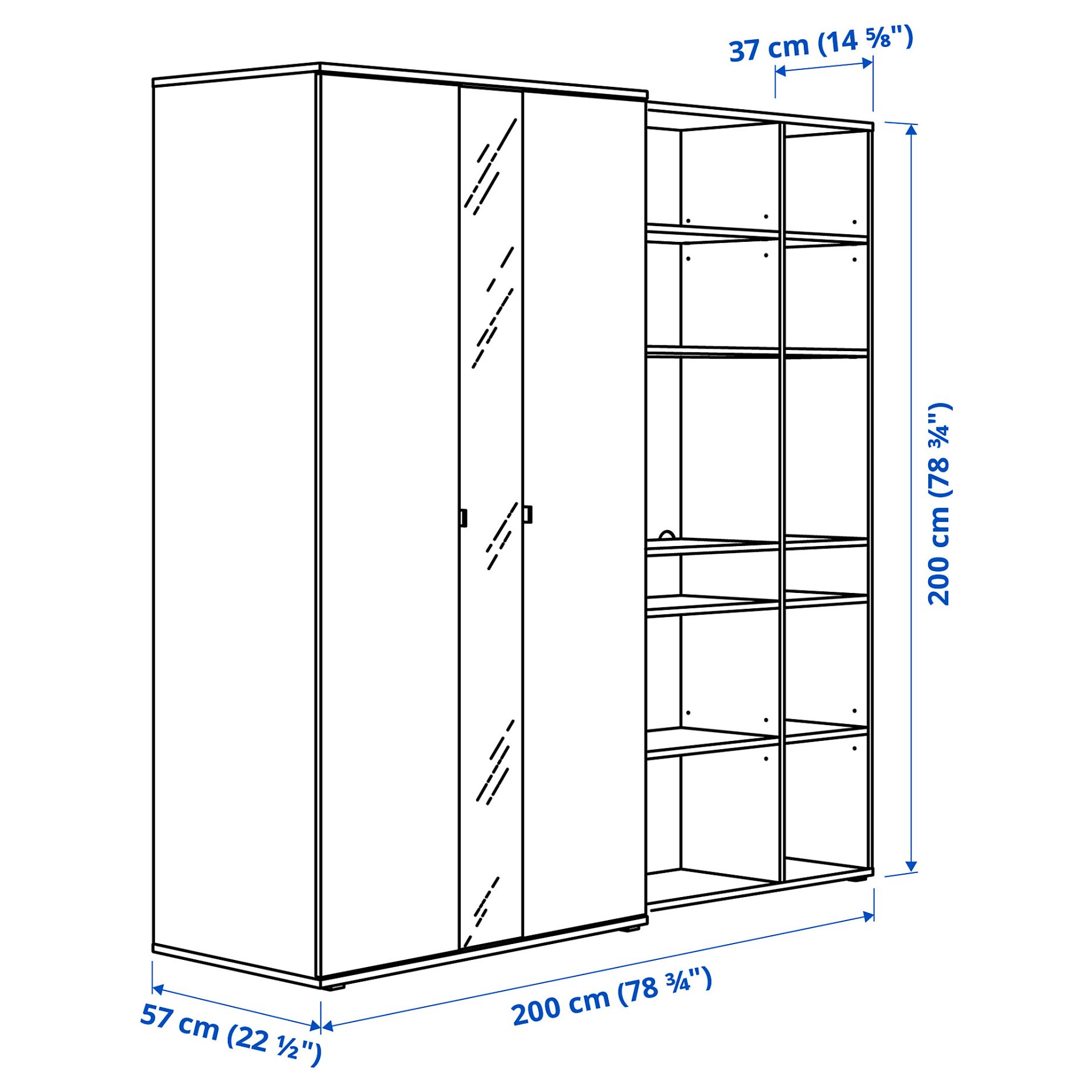 VIHALS, συνδυασμός ντουλάπας, 200x57x200 cm, 594.421.95