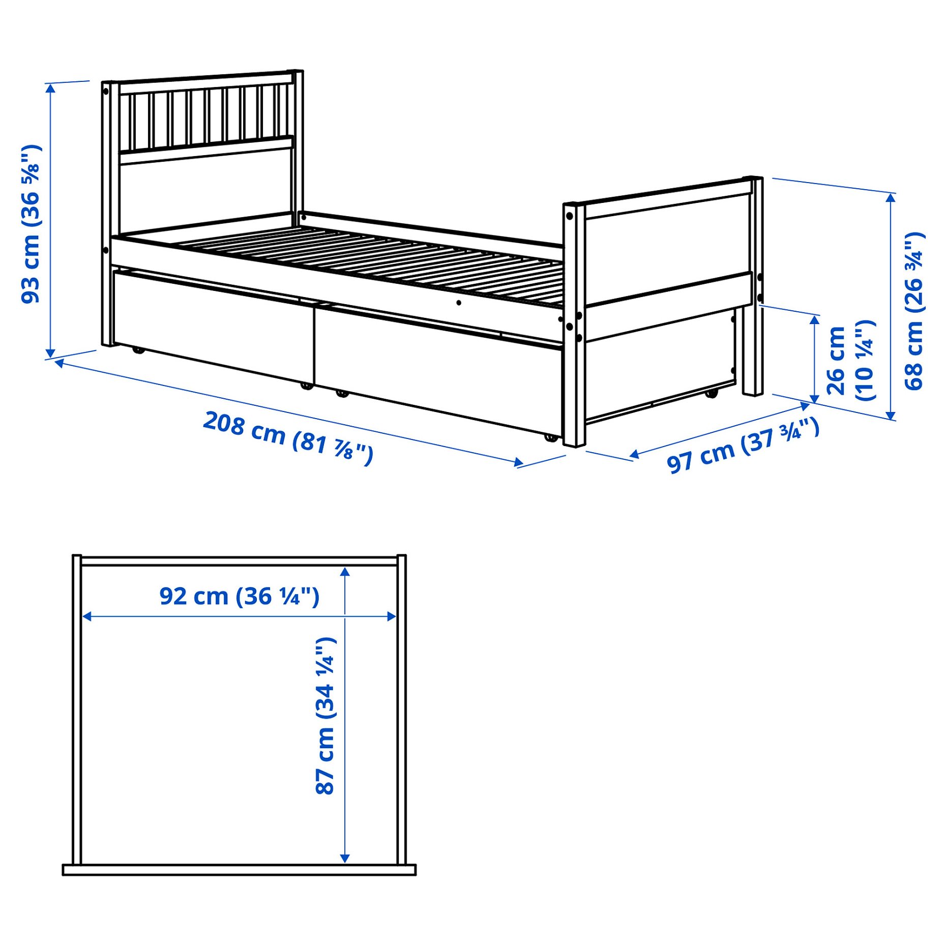 SMYGA, bed frame with storage, 90x200 cm, 594.441.42