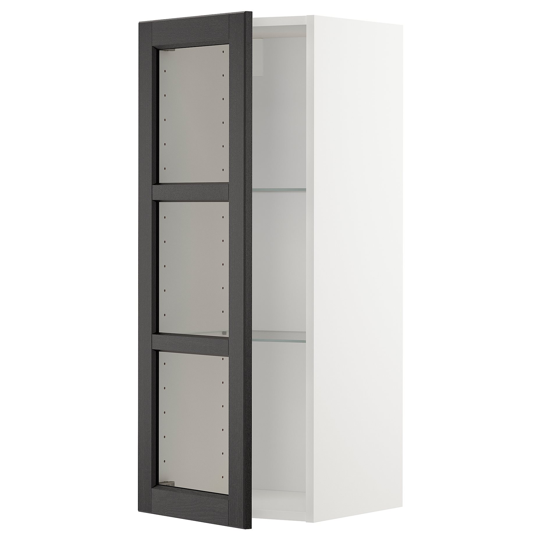 METOD, wall cabinet w shelves/glass door, 594.591.38