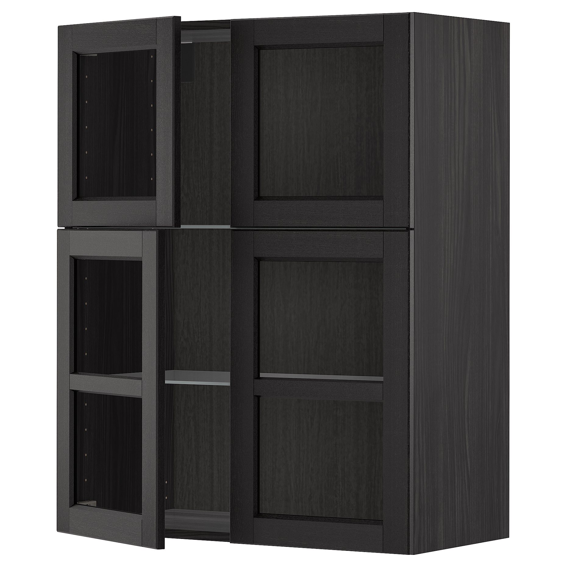 METOD, wall cabinet with shelves/4 glass doors, 80x100 cm, 594.626.16