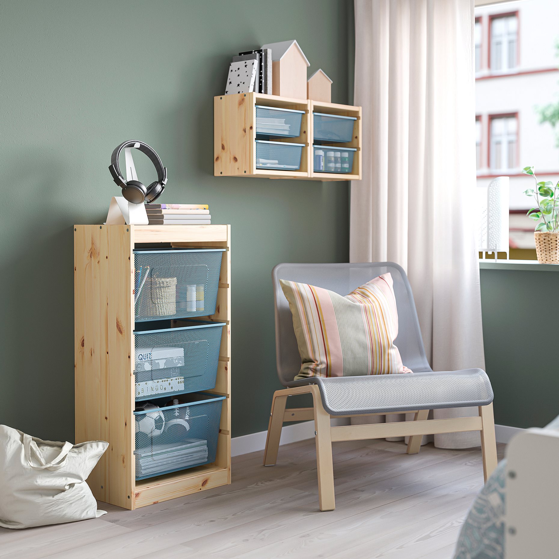 TROFAST, storage combination with boxes, 44x30x91 cm, 594.774.82
