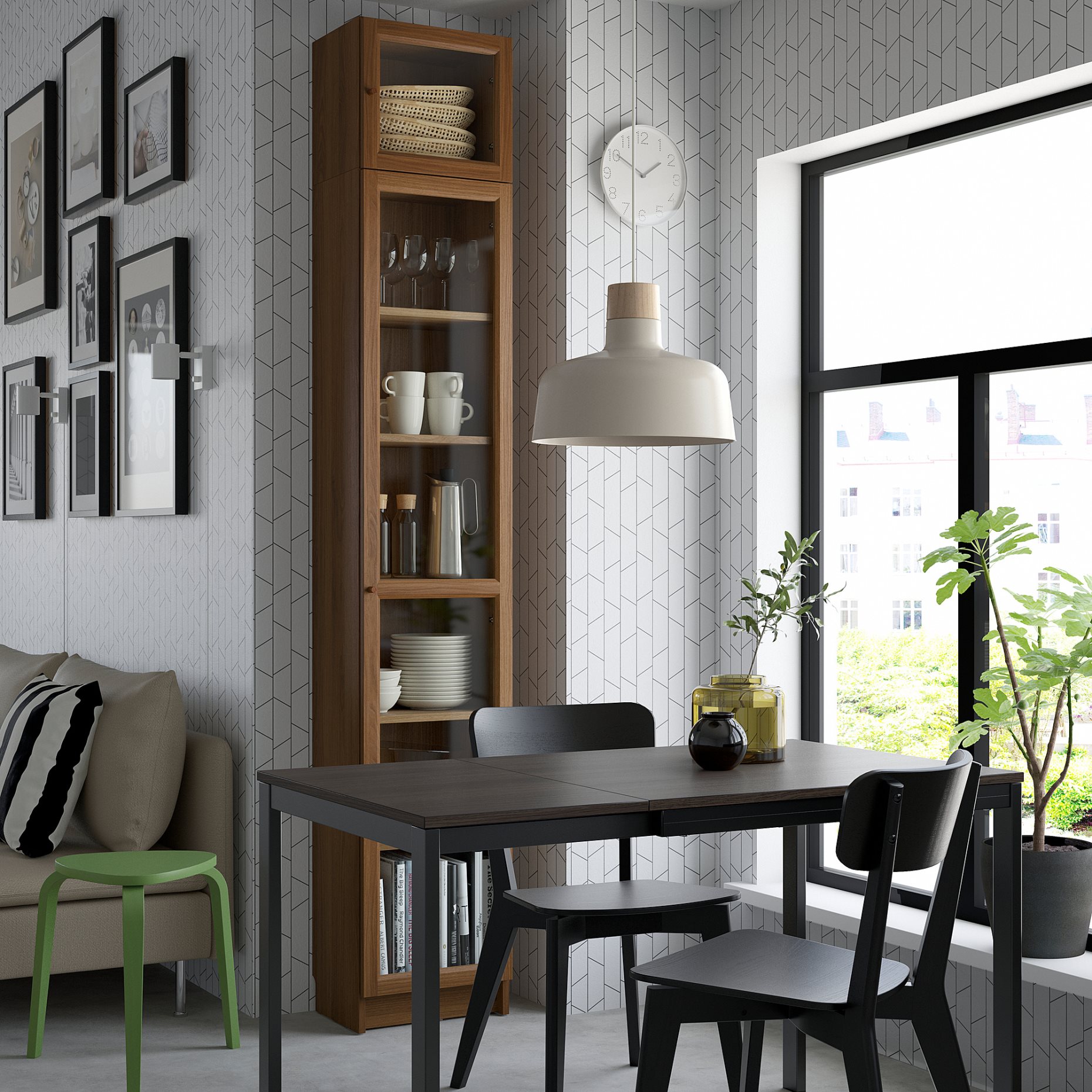 BILLY/OXBERG, βιβλιοθήκη με γυάλινες πόρτες/μονάδα επέκτασης ύψους, 40x30x237 cm, 594.833.60