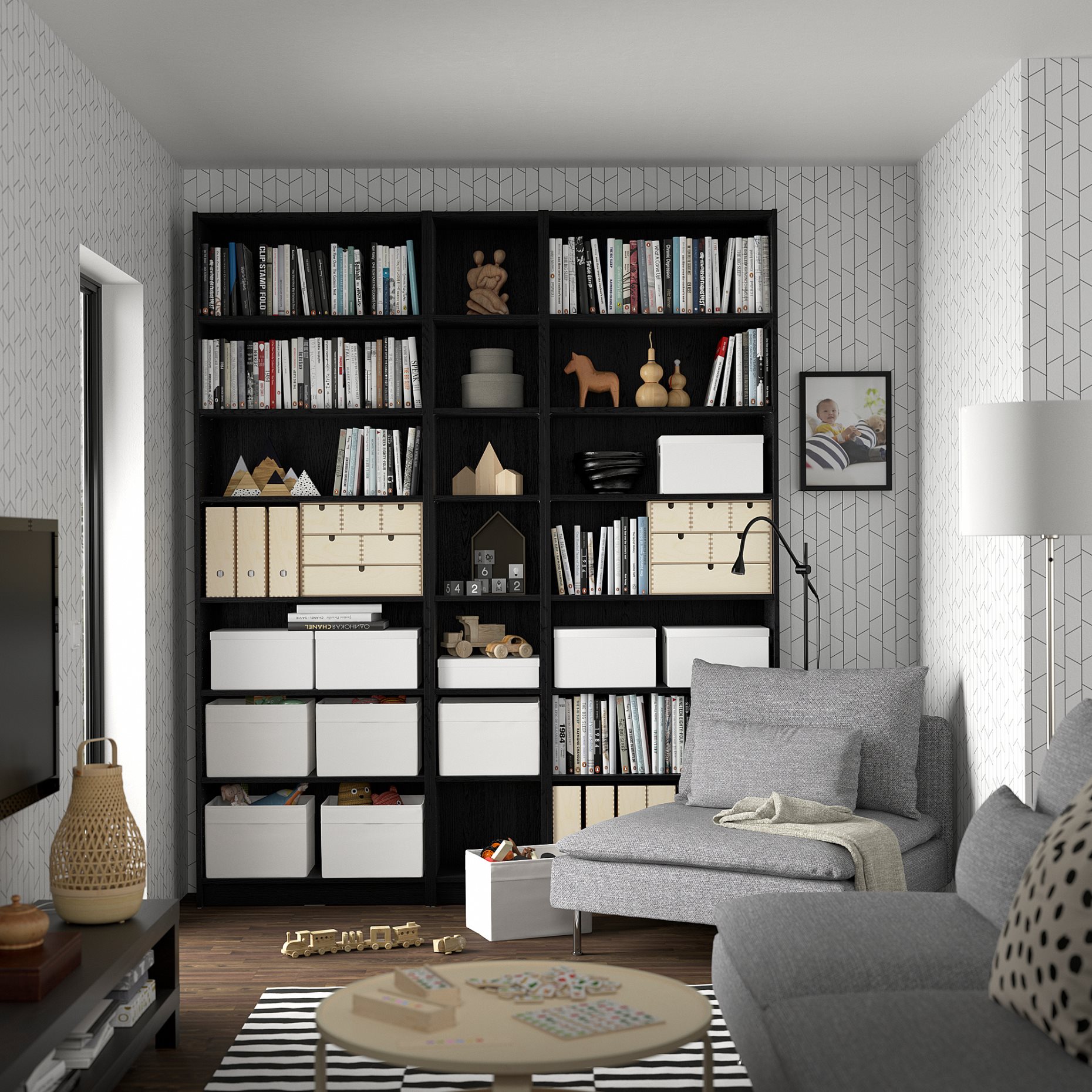 BILLY, bookcase combination with height extension units, 200x28x237 cm, 594.835.34