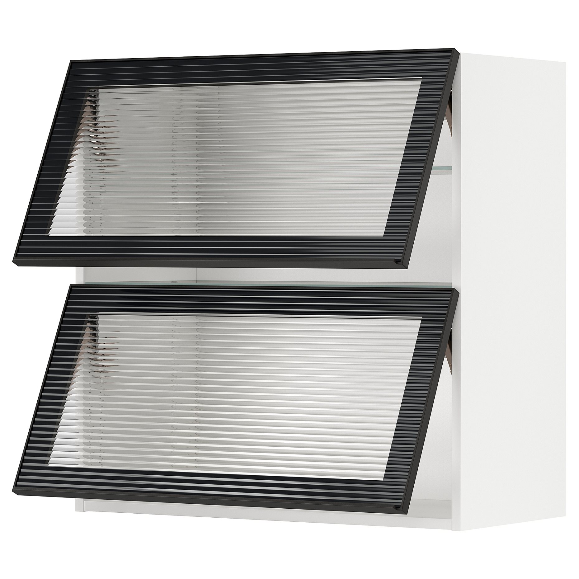 METOD, wall cabinet horizontal/2 glass doors with push-open, 80x80 cm, 594.906.95