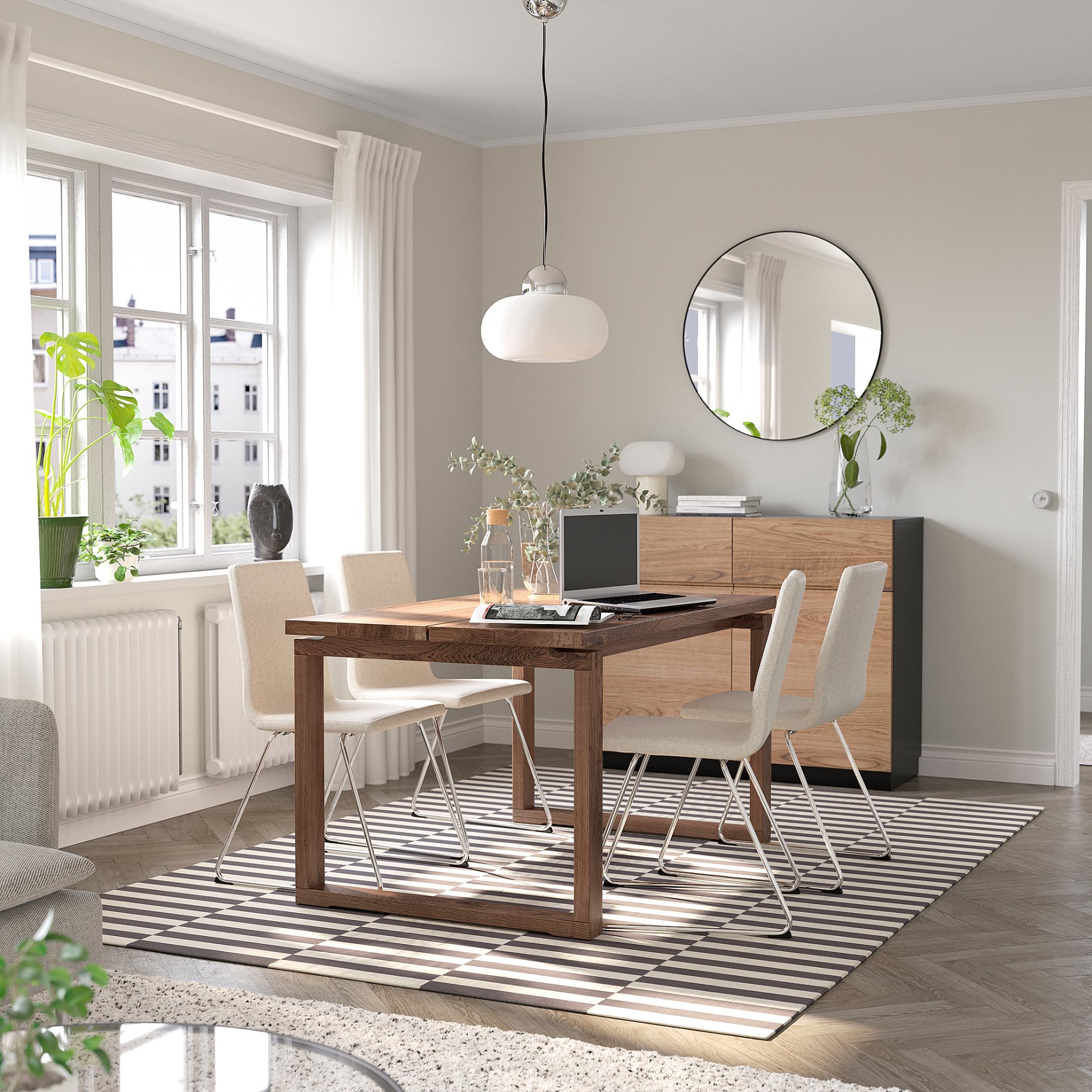 MORBYLANGA/LILLANAS, table and 4 chairs, 140x85 cm, 594.951.03
