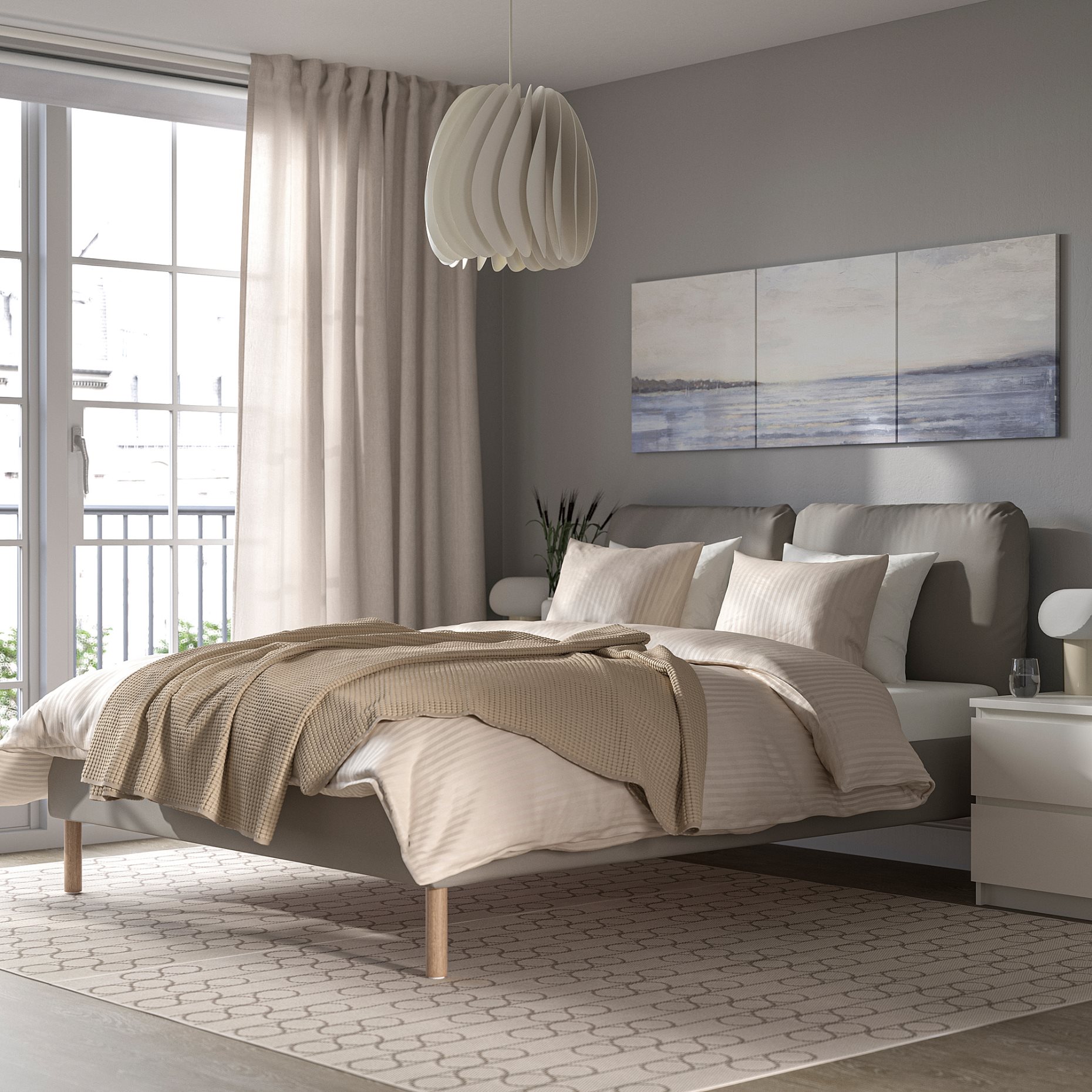 SAGESUND, upholstered bed frame, 140x200 cm, 594.965.17