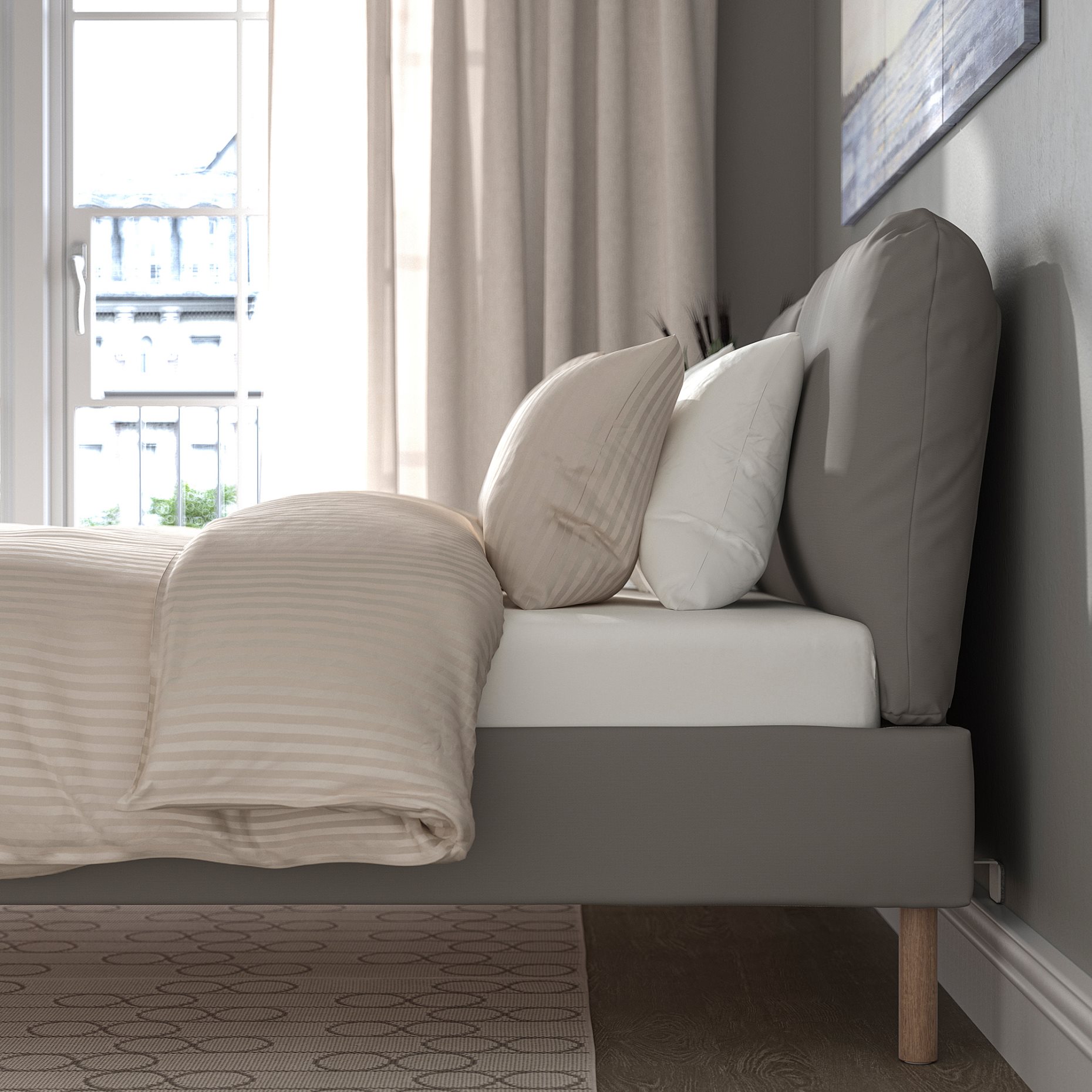 SAGESUND, upholstered bed frame, 140x200 cm, 594.965.17