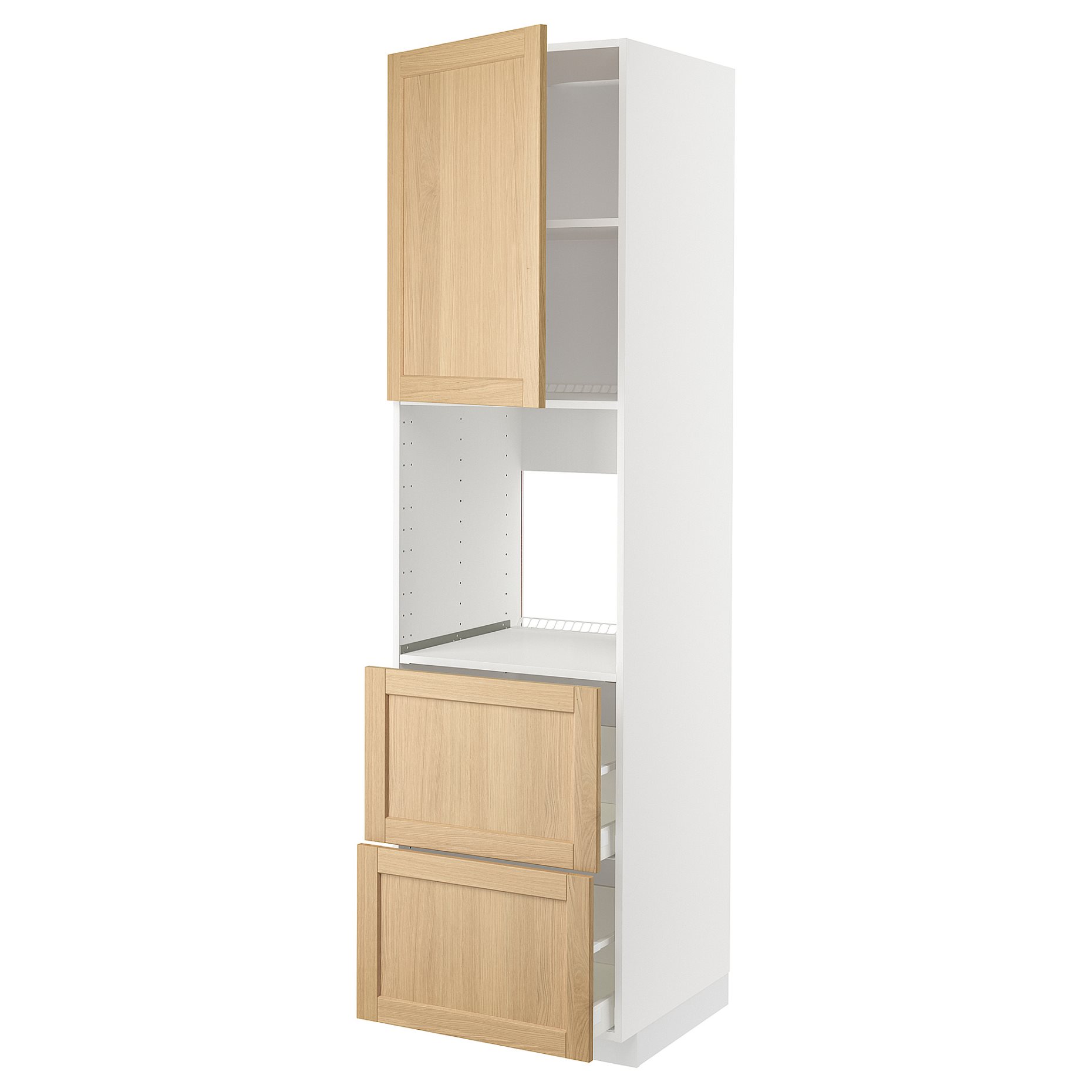 METOD, high cabinet for oven with door/2 fronts/2 high drawers, 60x60x220 cm, 595.095.10
