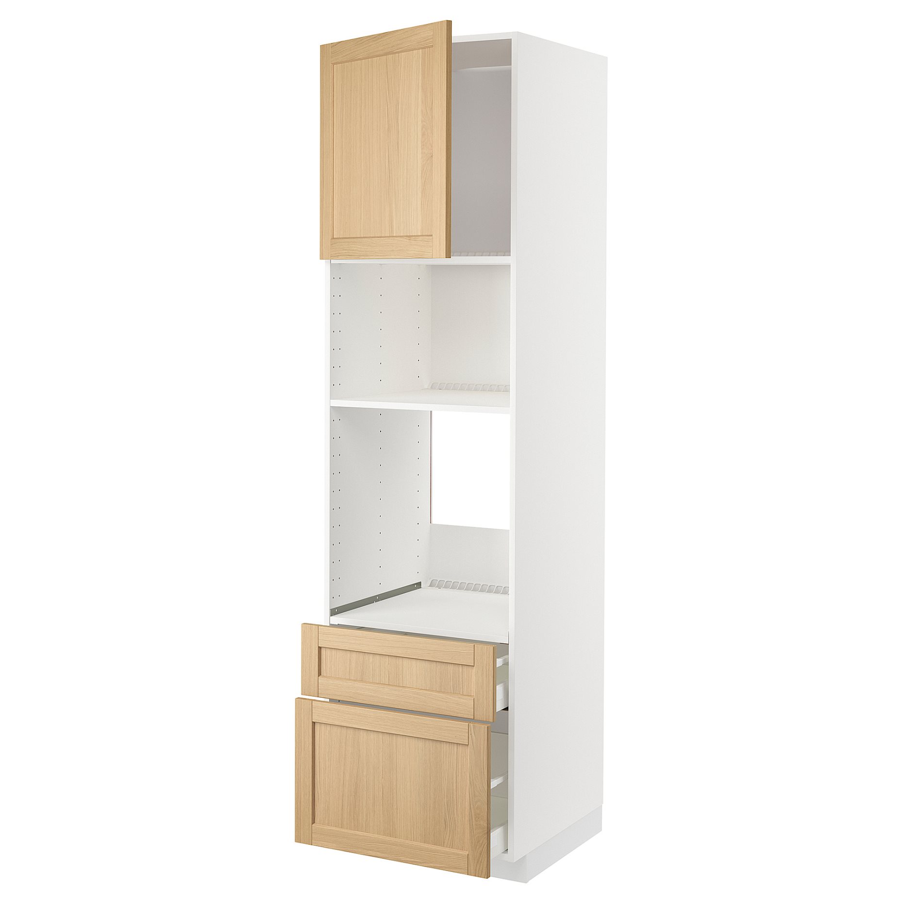 METOD, high cabinet for oven/microwave with door/2 drawers, 60x60x220 cm, 595.095.29