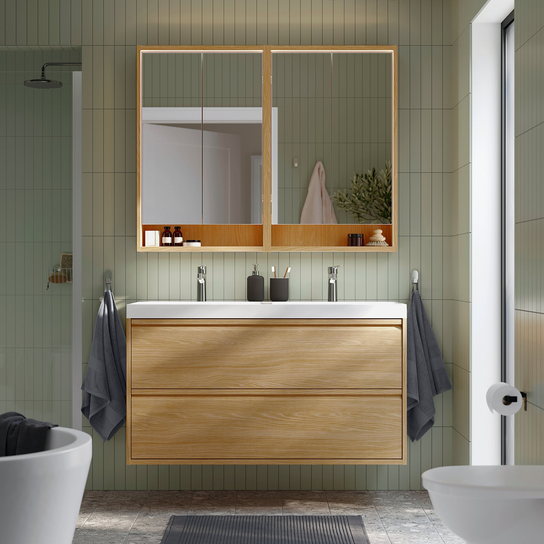 ANGSJON/BACKSJON, wash-stand with drawers/wash-basin/taps, 120x48x69 cm, 595.140.12