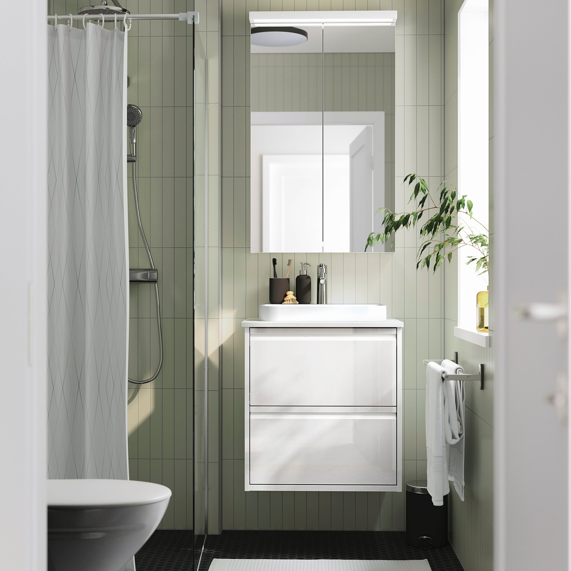 ANGSJON/BACKSJON, wash-stand with drawers/wash-basin/tap/high-gloss, 62x49x71 cm, 595.213.62