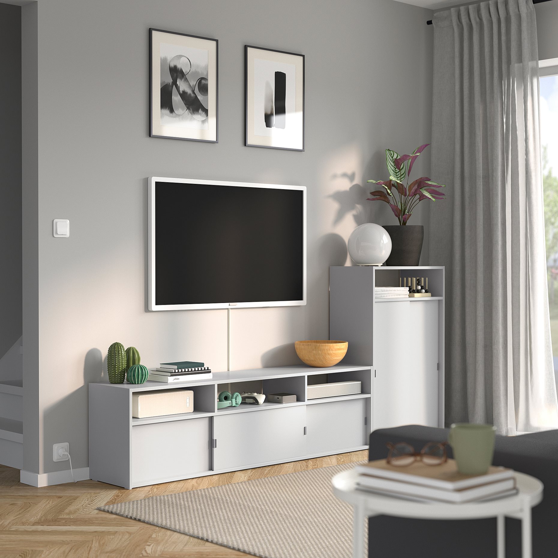 SPIKSMED, σύνθεση αποθήκευσης TV, 215x32x96 cm, 595.352.98