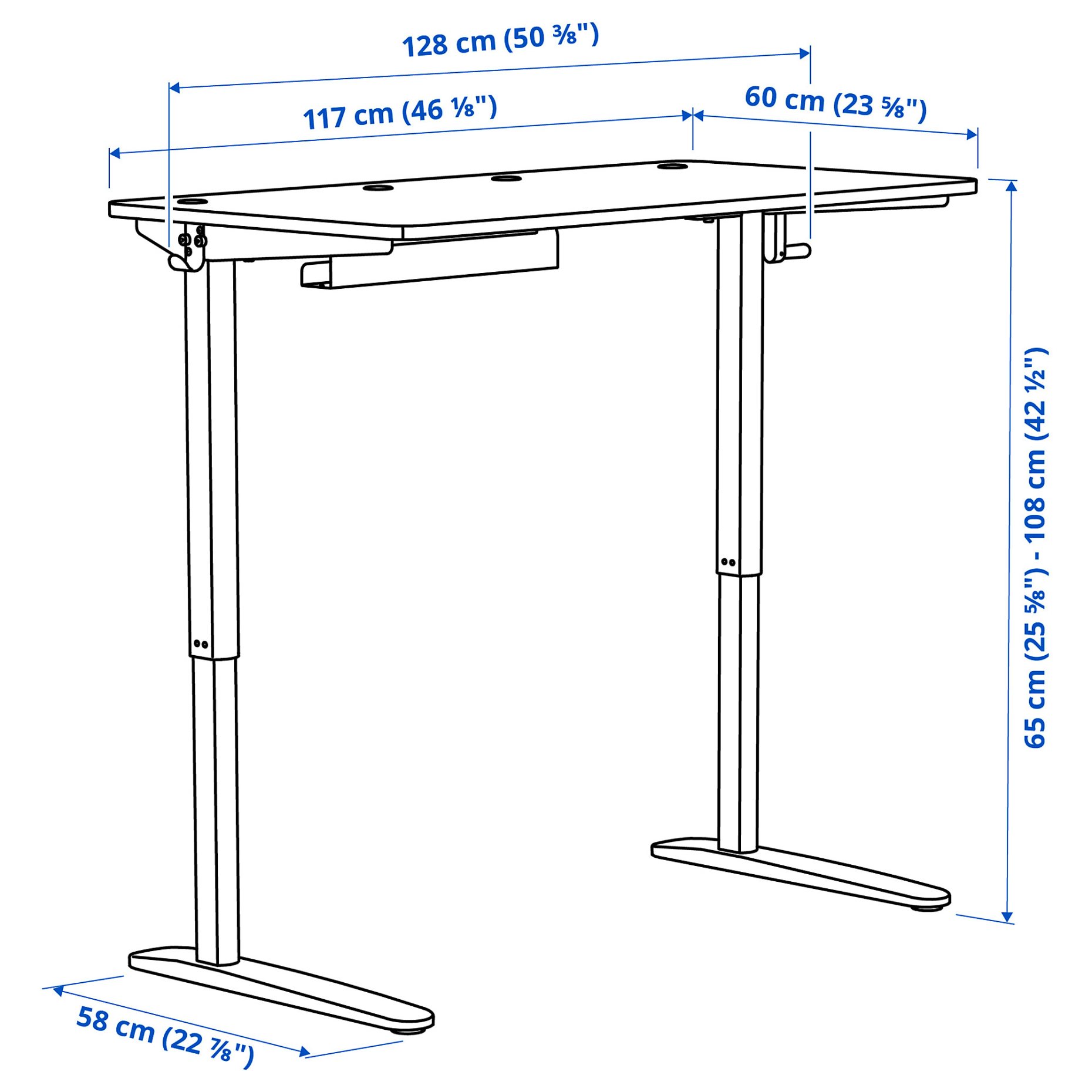 RELATERA, desk combination sit/stand, 117x60 cm, 595.557.62