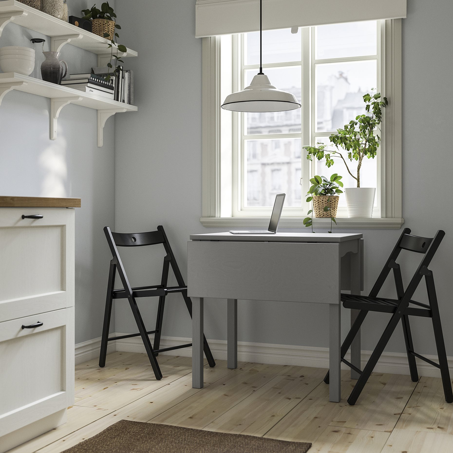 HAUGA/FRÖSVI, table and 2 folding chairs, 55x82x109/74 cm, 595.749.06