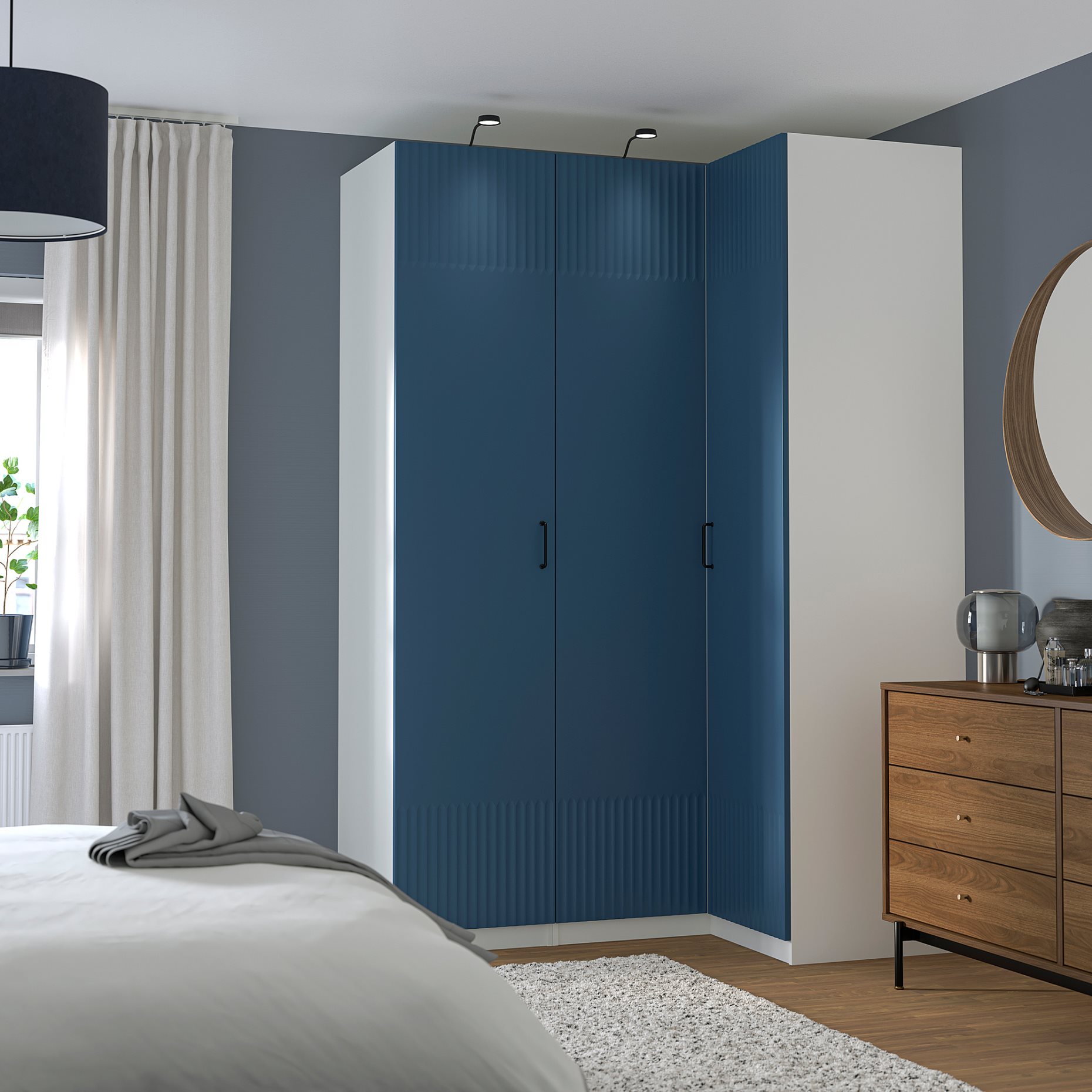 PAX/FYRUDDEN, corner wardrobe, 161/111x236 cm, 595.817.56
