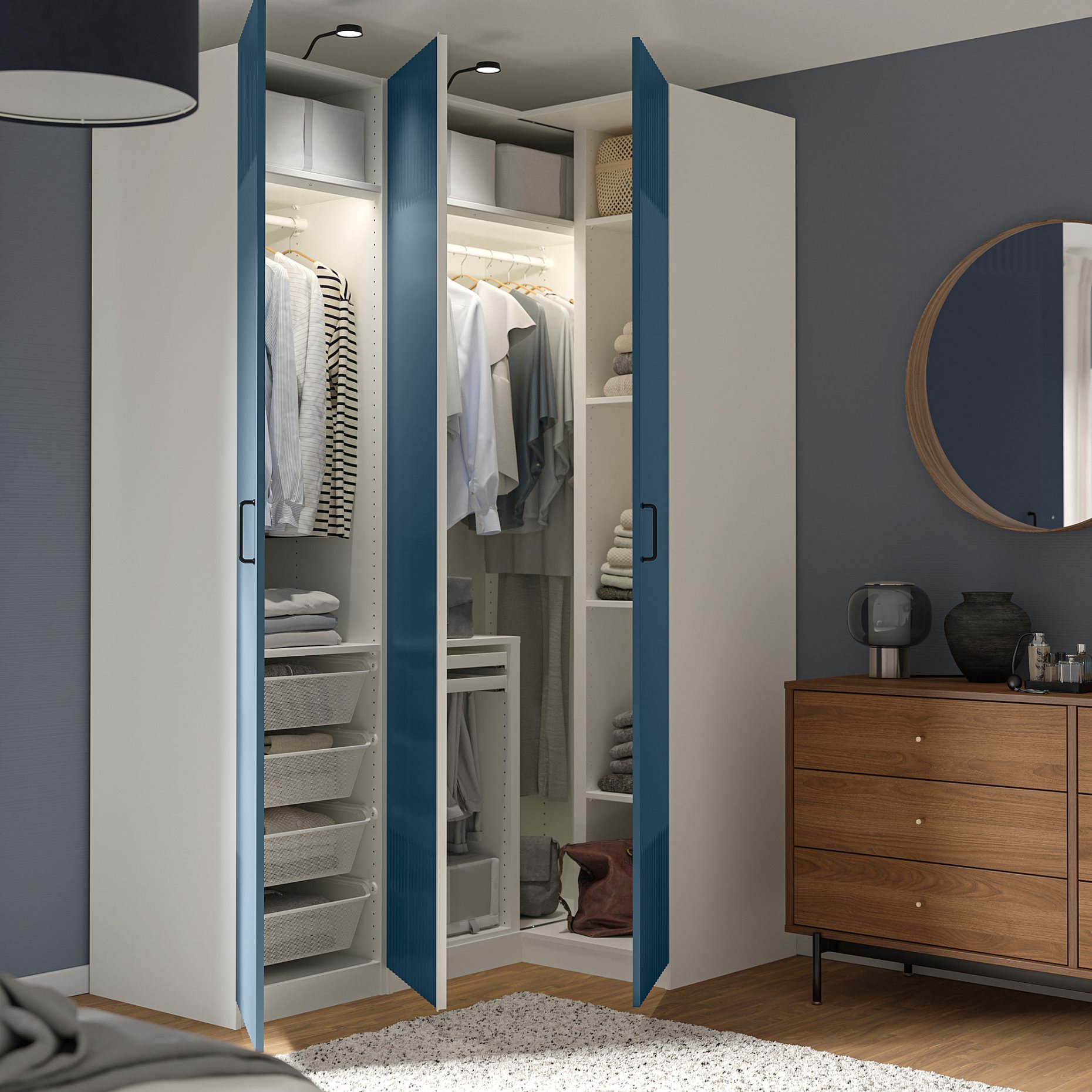 PAX/FYRUDDEN, corner wardrobe, 161/111x236 cm, 595.817.56