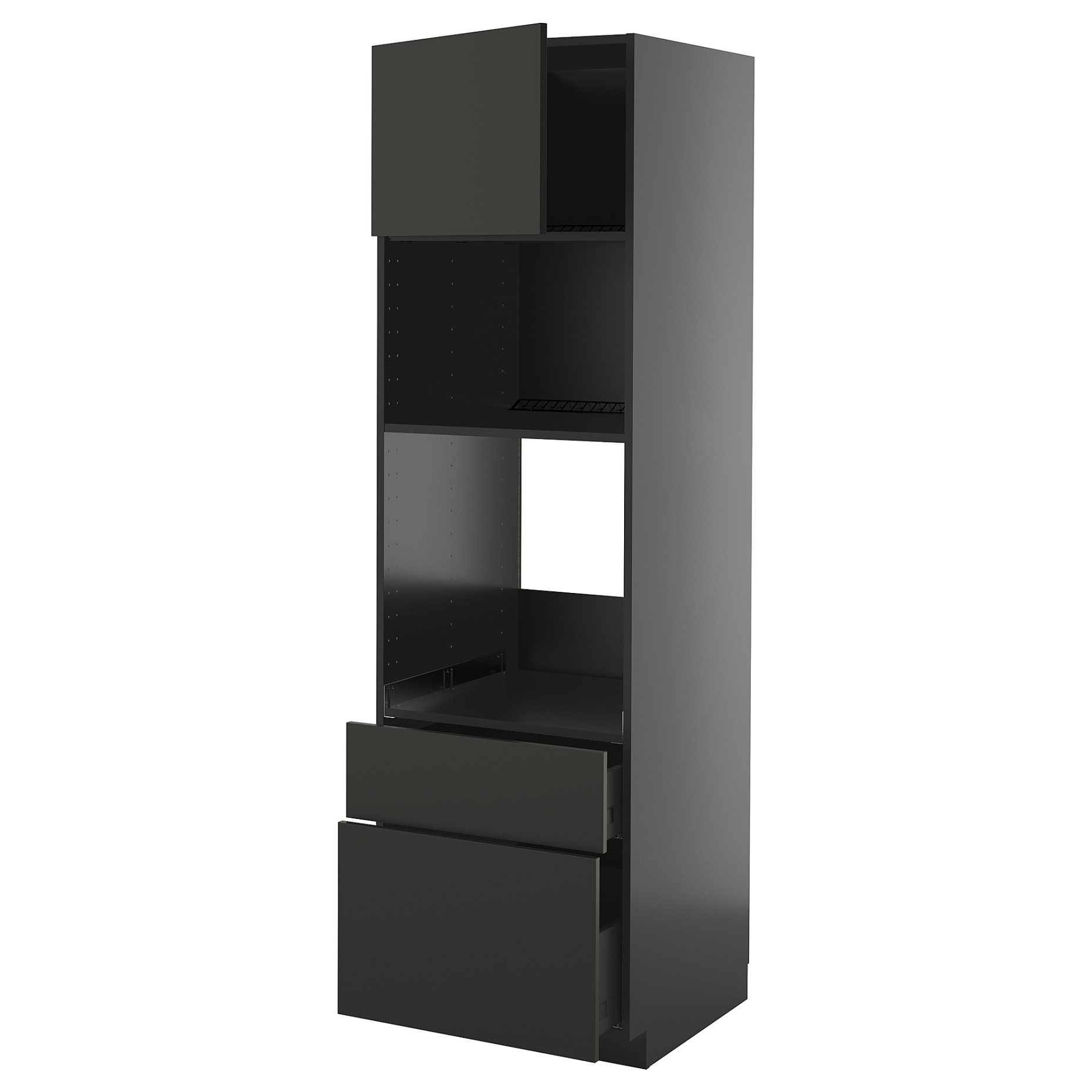 METOD/KNIVSHULT, high cabinet for oven/microwave with door/2 drawers, 60x60x200 cm, 595.871.26