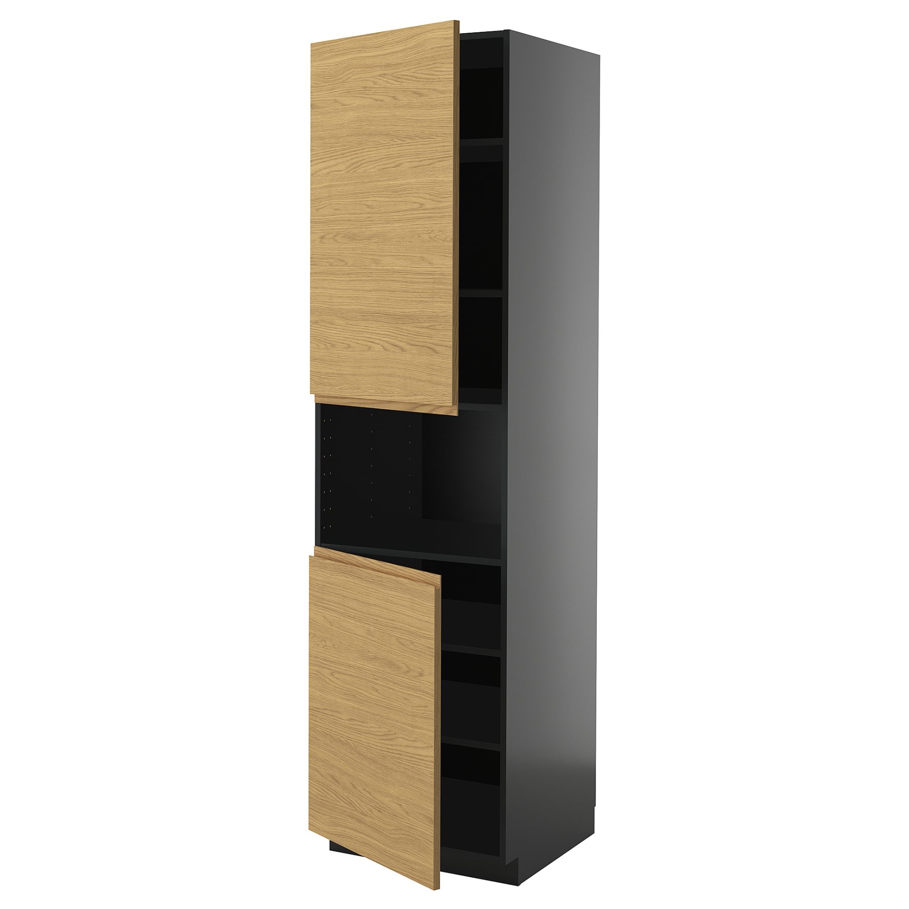 METOD, high cabinet for microwave with 2 doors/shelves, 60x60x220 cm, 595.872.68