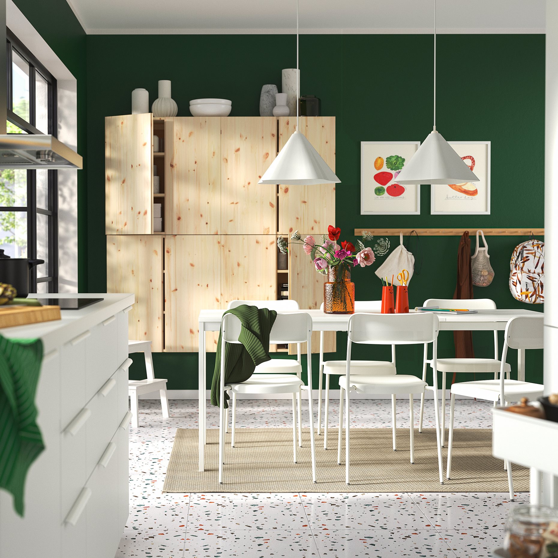 VIHALS, table and 6 chairs, 120/180x74 cm, 595.899.60