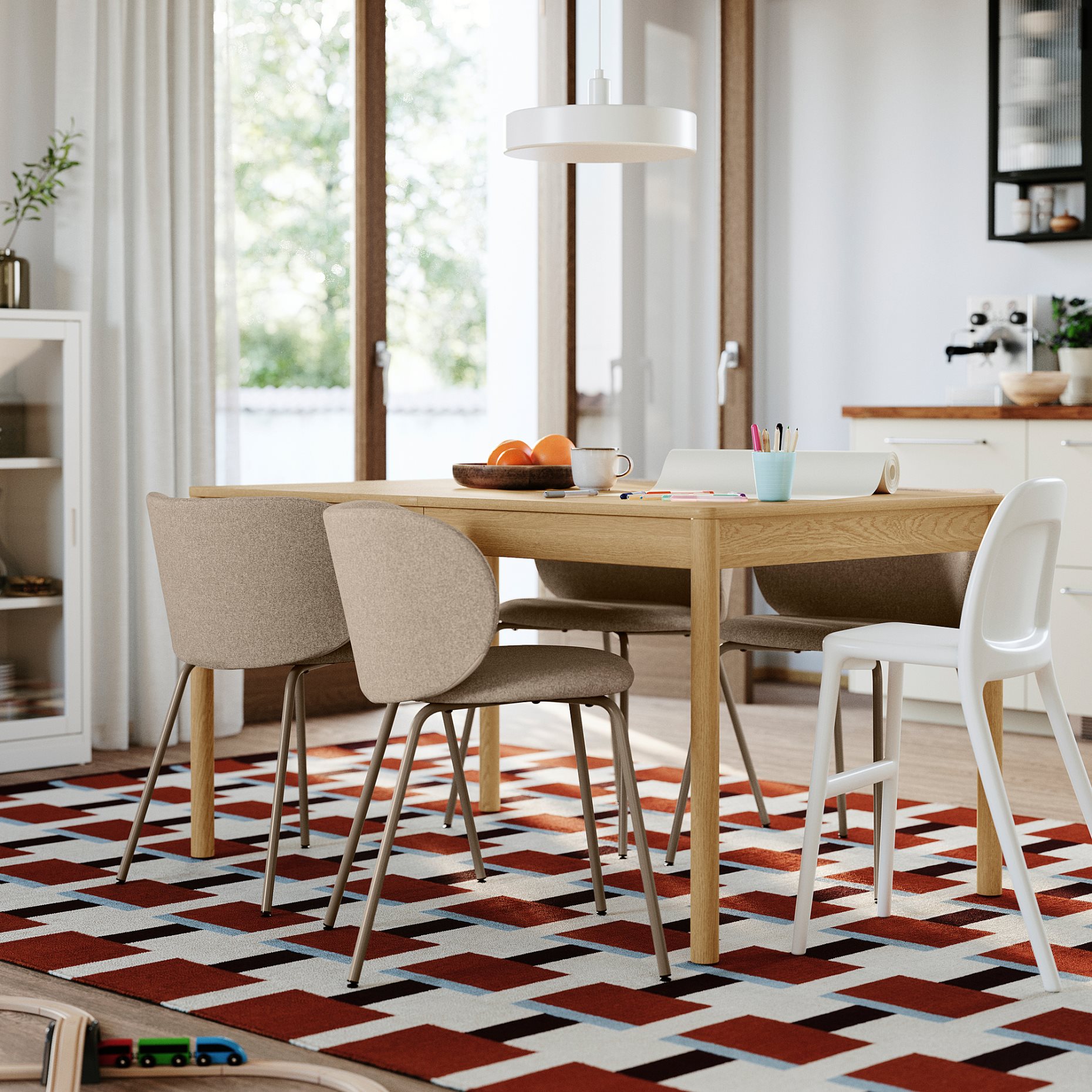 TONSTAD/KRYLBO, table and 4 chairs, 140/196x85 cm, 595.967.10