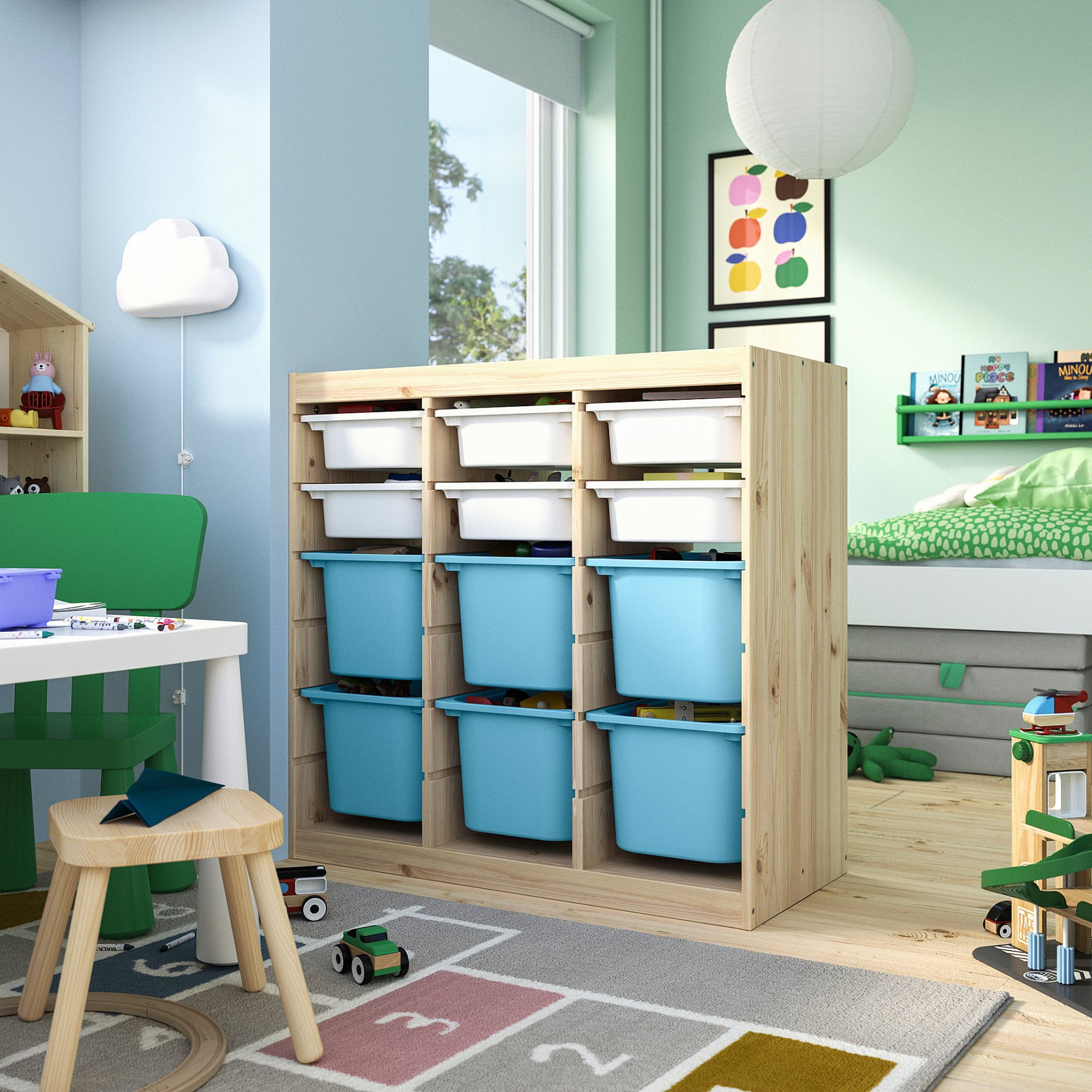 TROFAST, storage combination room divider with boxes, 93x44x91 cm, 596.125.69
