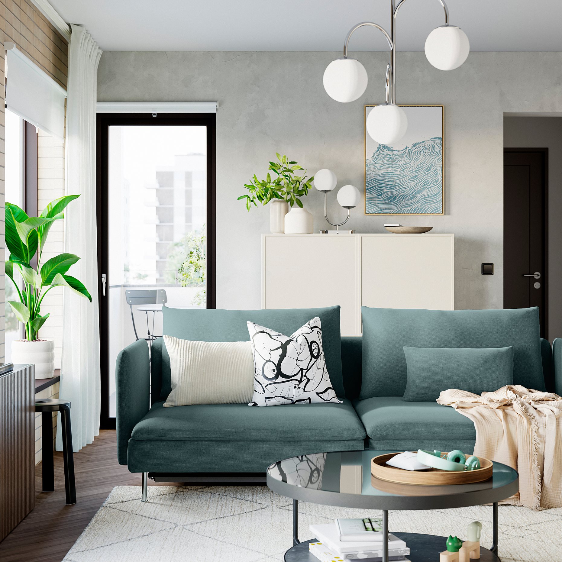 SÖDERHAMN, 3-seat sofa-bed with armrests, 596.213.90